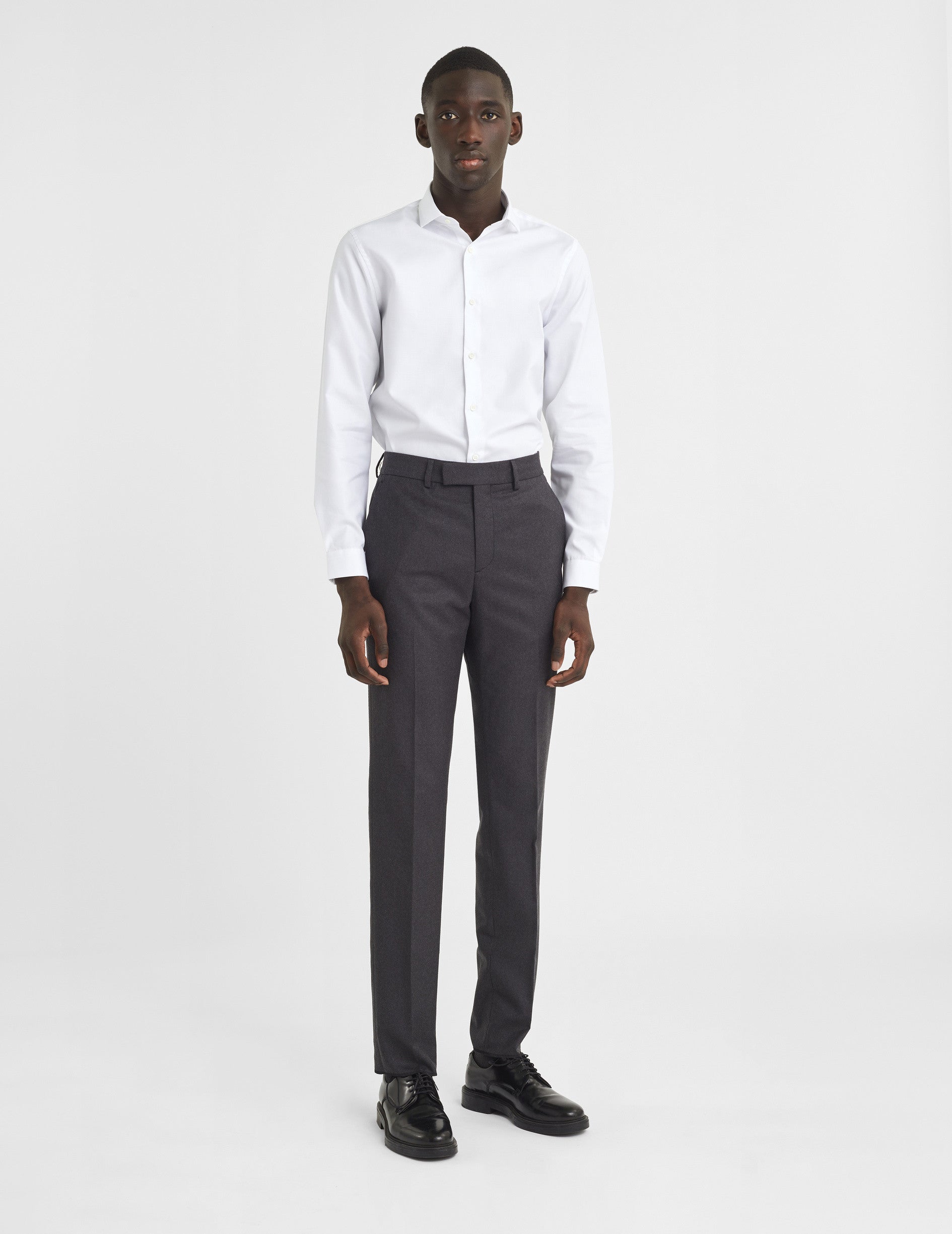 Fitted white shirt - Dobby - Thin Collar