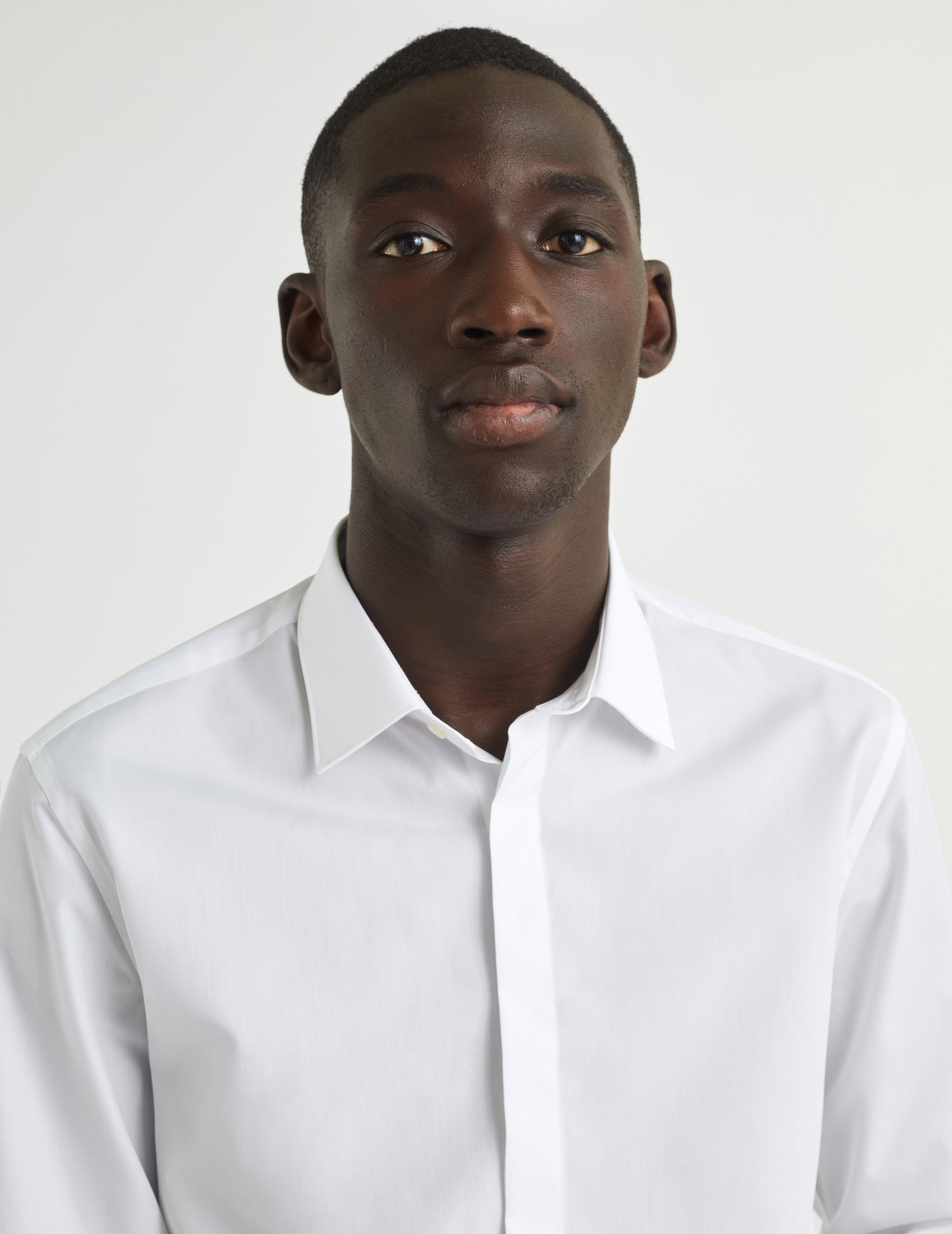 Semi-fitted white hidden buttons placket shirt - Poplin - Figaret Collar - French Cuffs#7