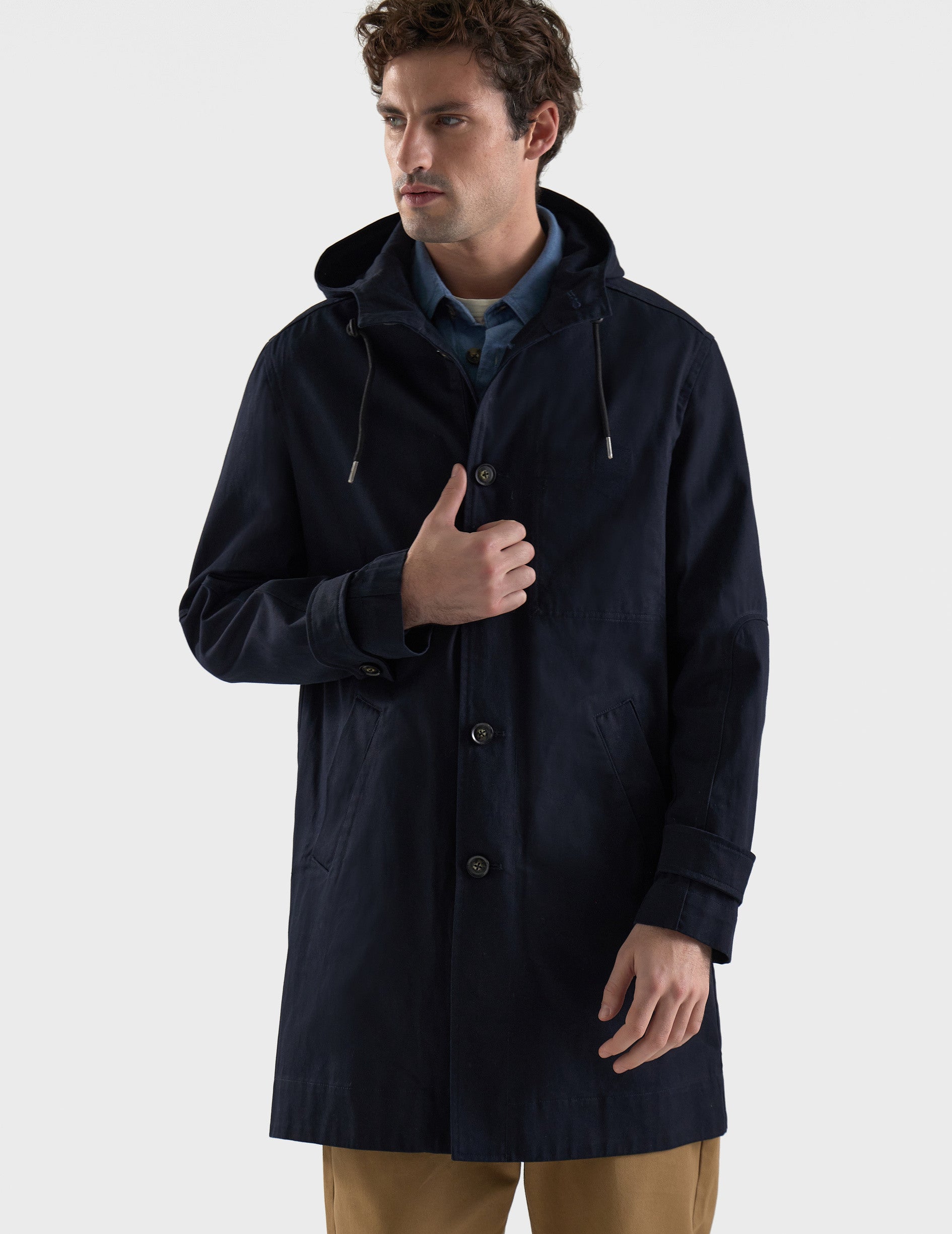 Felipe parka in navy cotton - Cotton twill