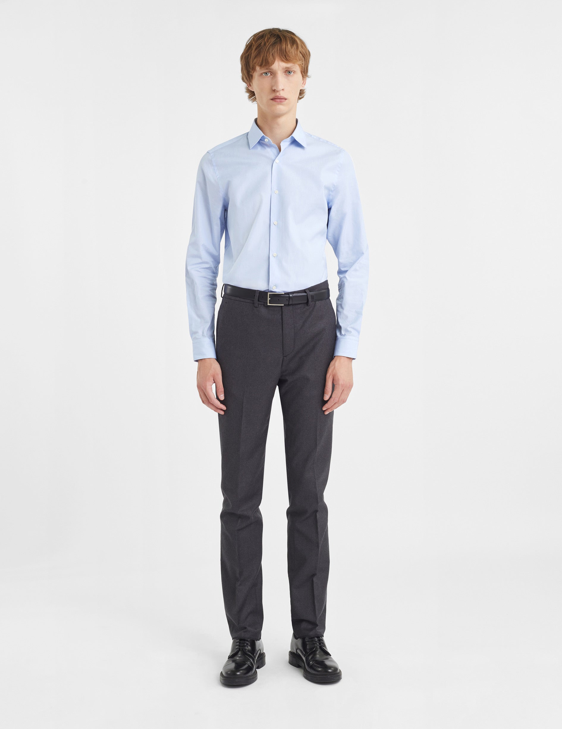 Fitted blue striped shirt - Poplin - Figaret Collar