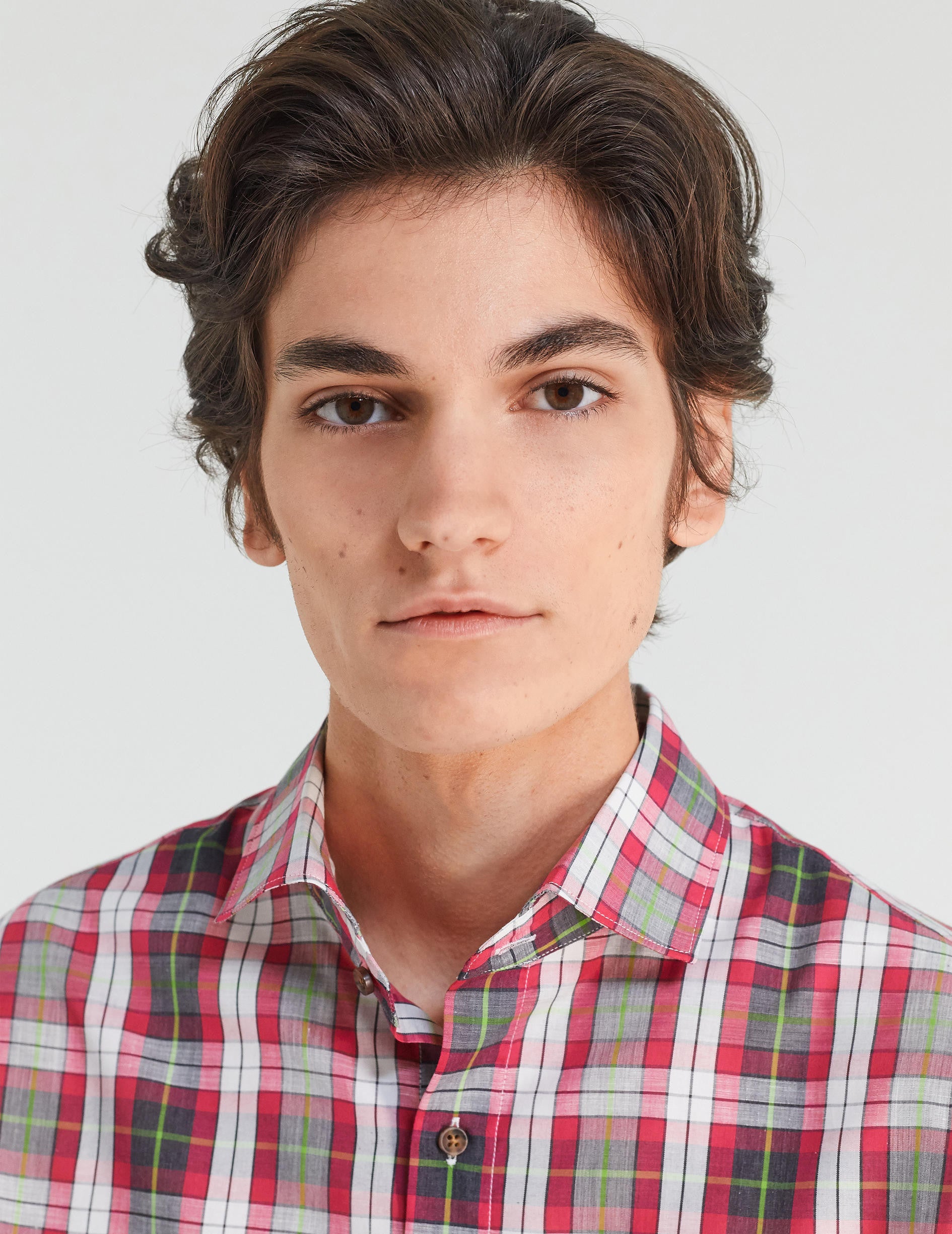 Aristote shirt with pink checks - Poplin - Italian Collar