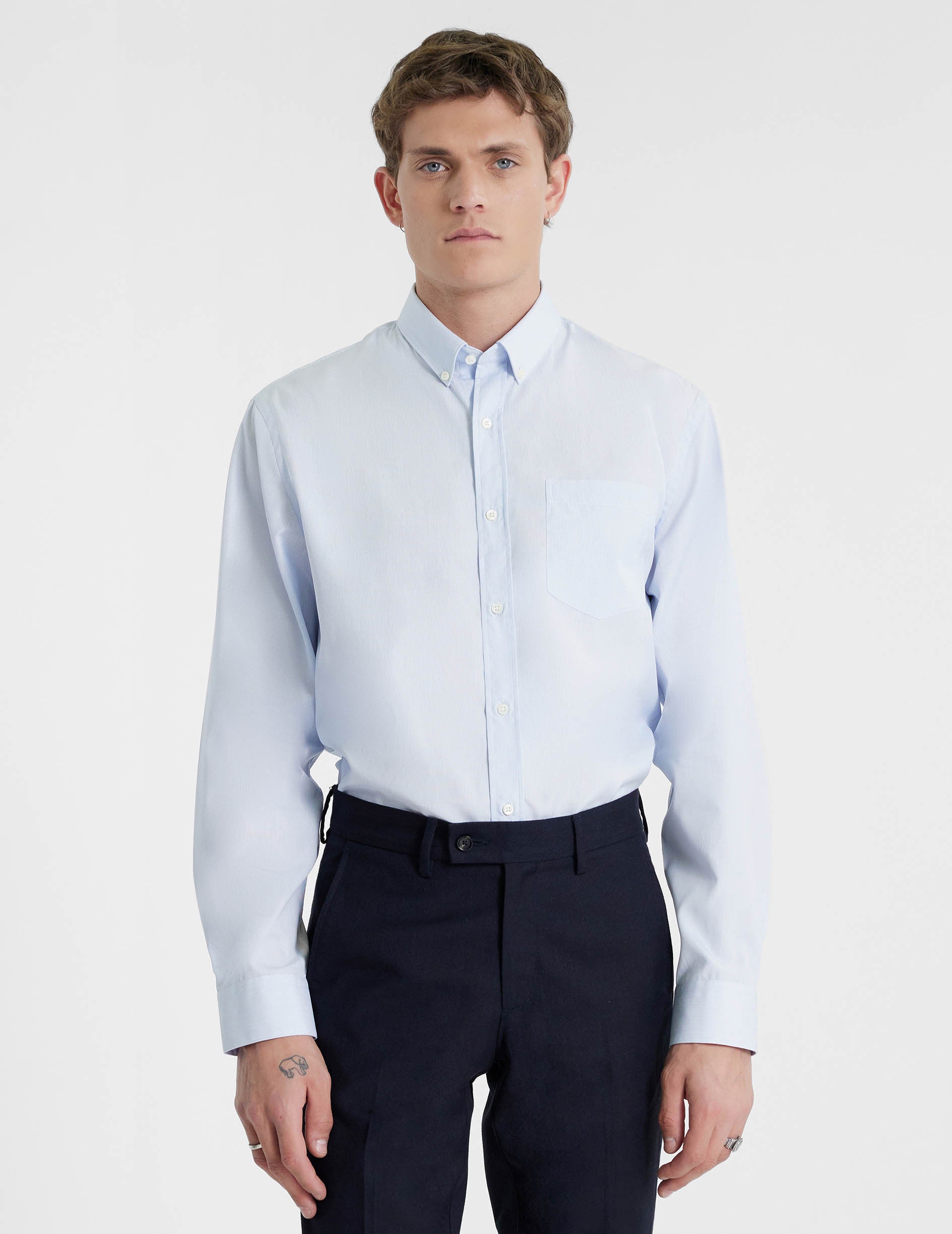 Classic blue striped shirt - Poplin - American Collar