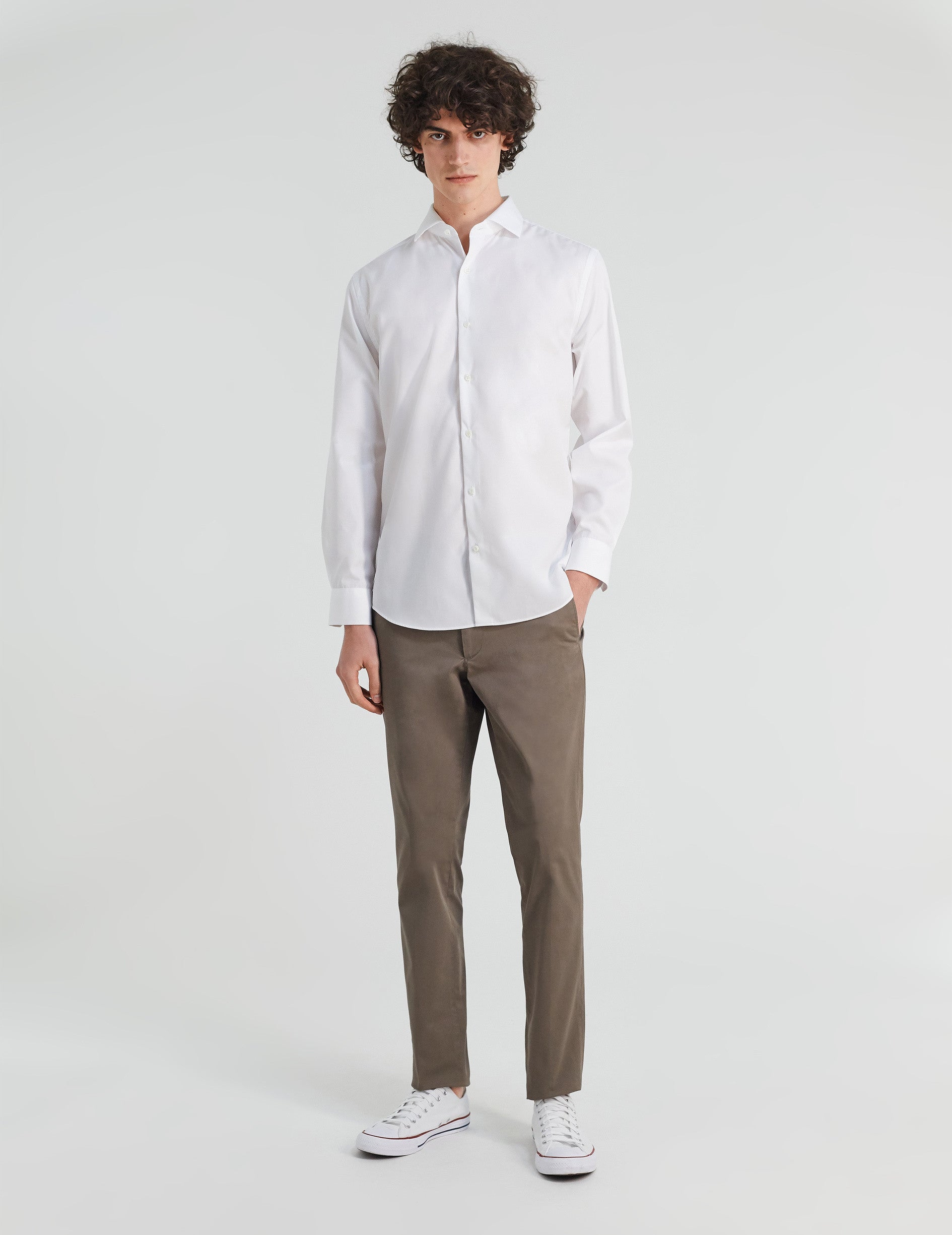 Classic white easy-iron shirt - Poplin - Italian Collar - Easy-iron