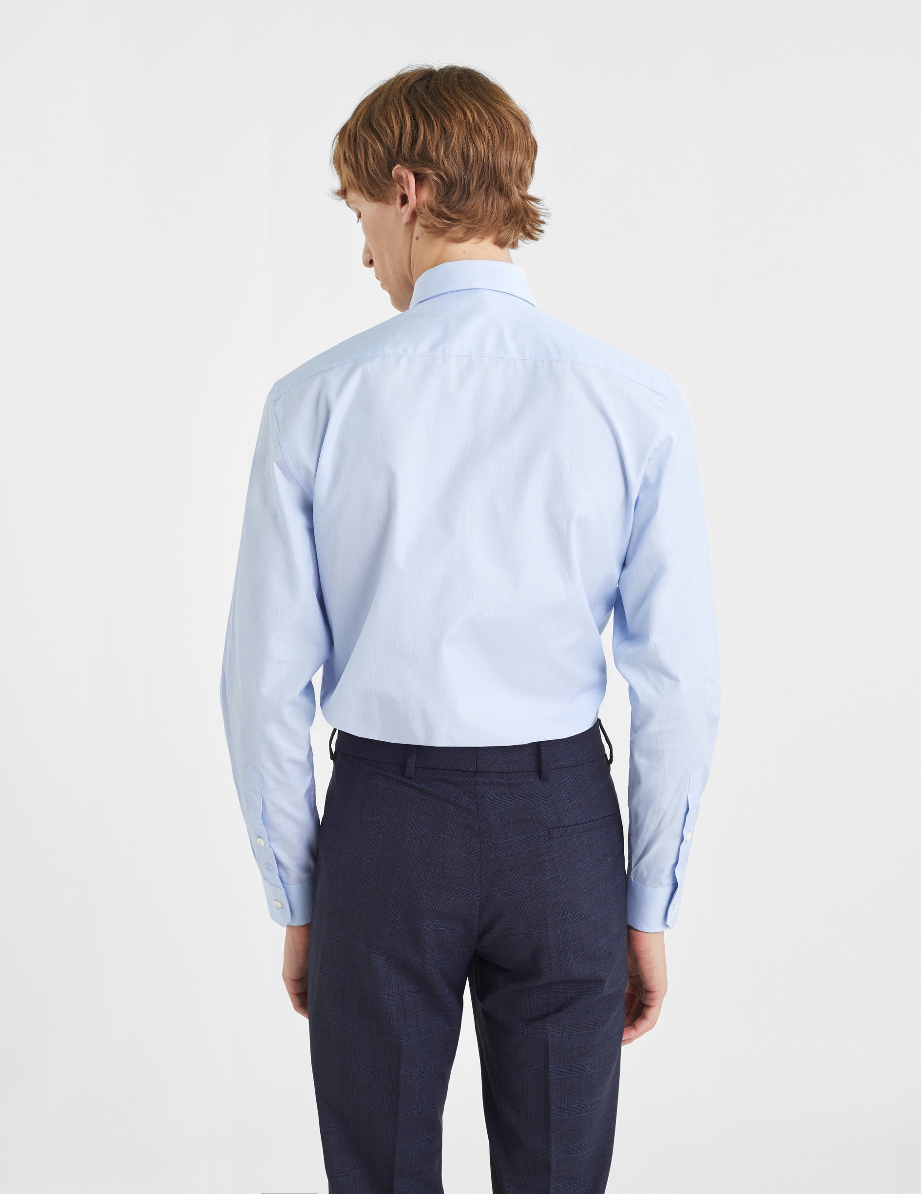 Semi-fitted blue striped shirt - Poplin - Italian Collar