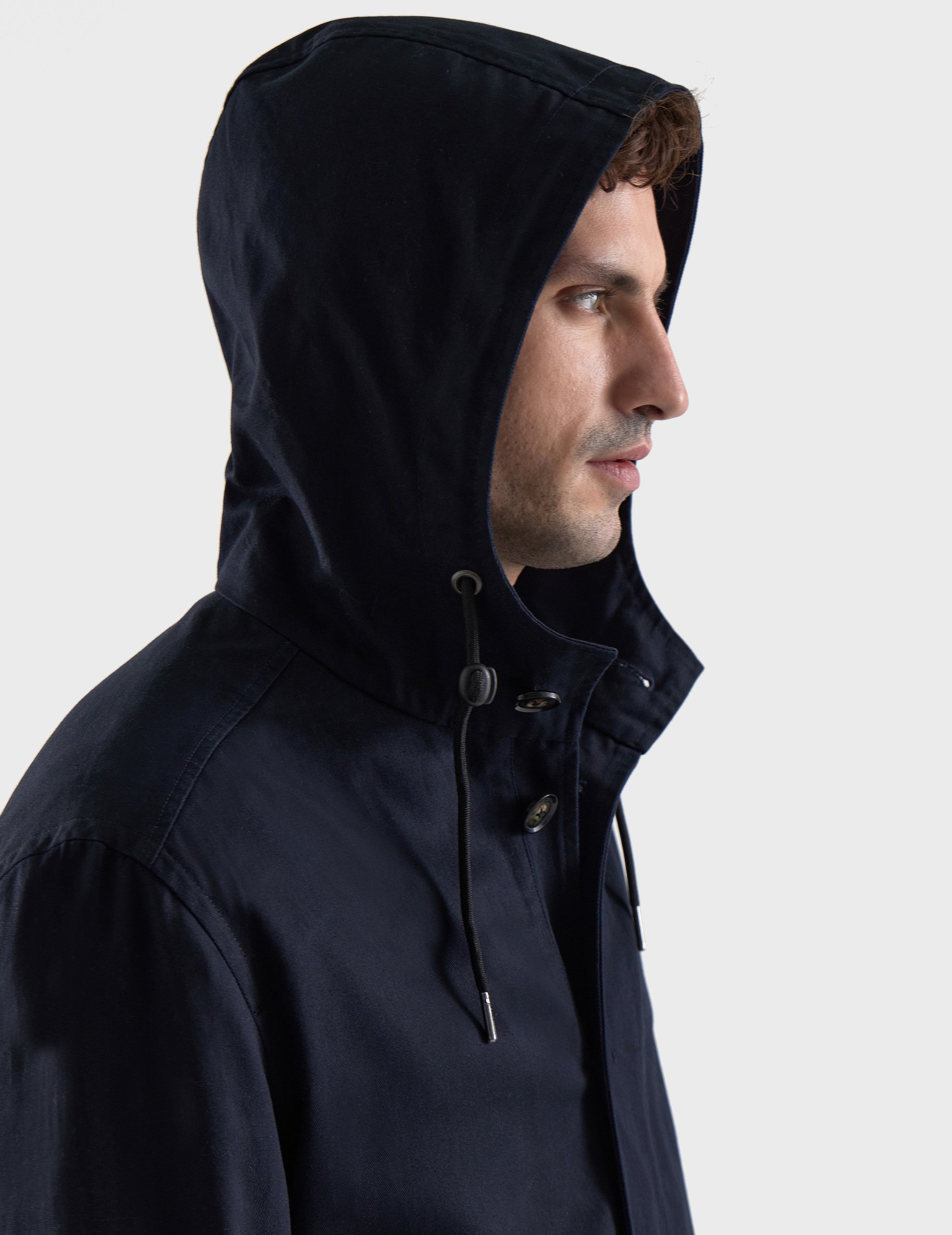 Felipe parka in navy cotton - Cotton twill