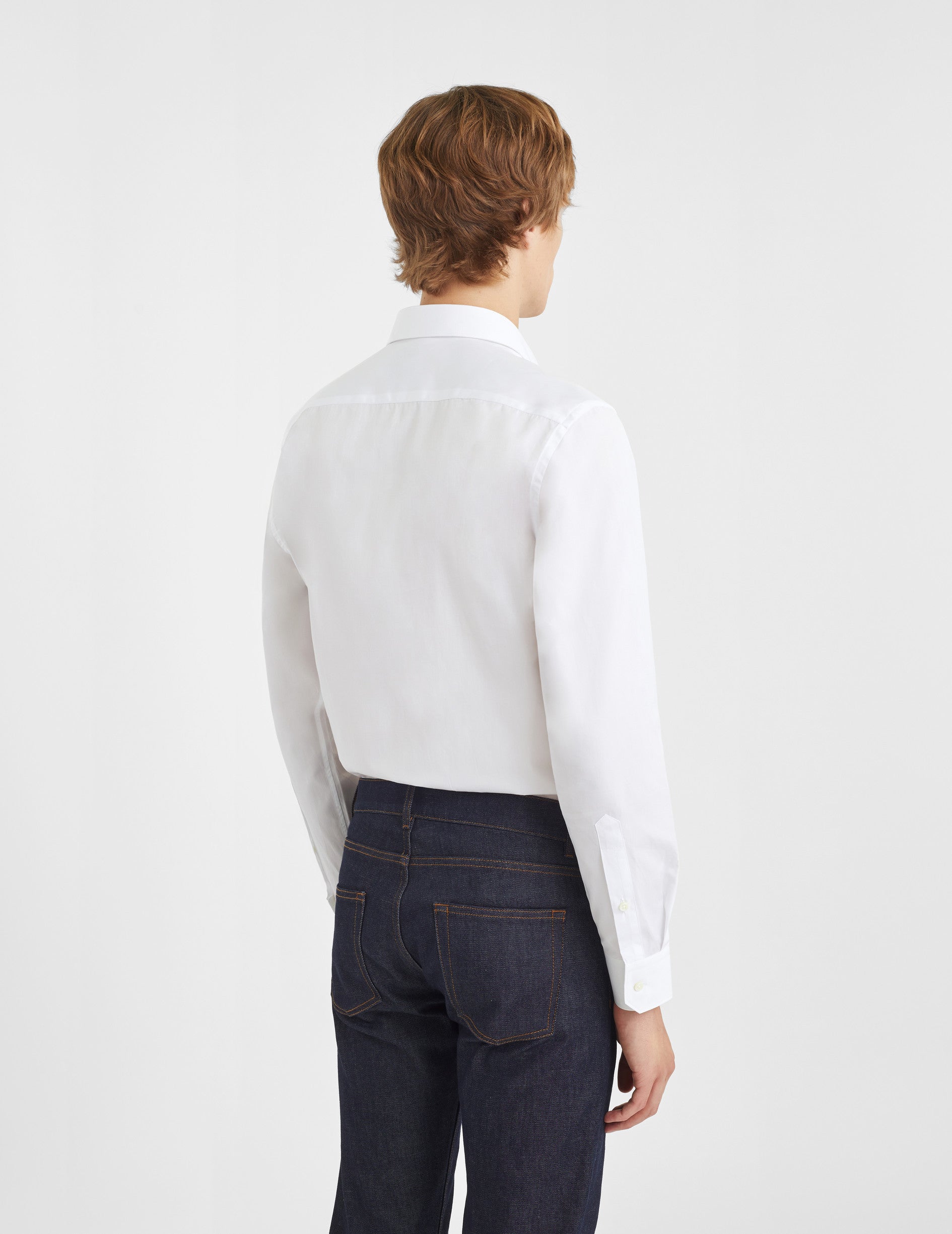 Semi-fitted white Prestige shirt - Poplin - Figaret Collar