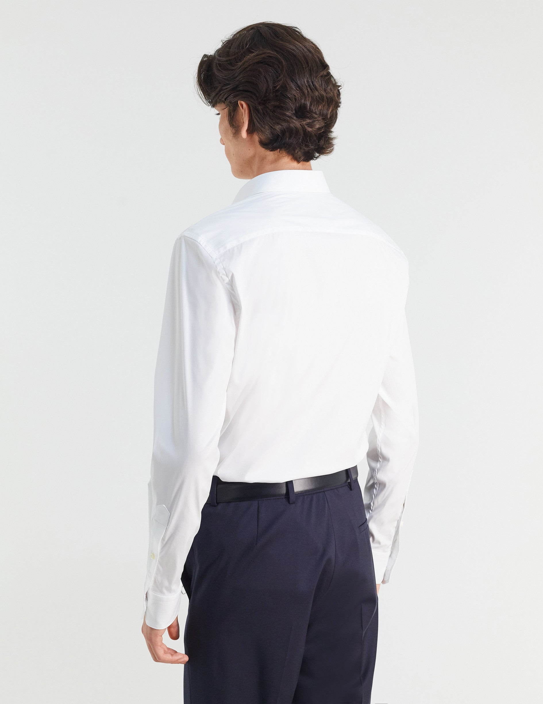 Fitted white stretch shirt - Poplin - Figaret Collar
