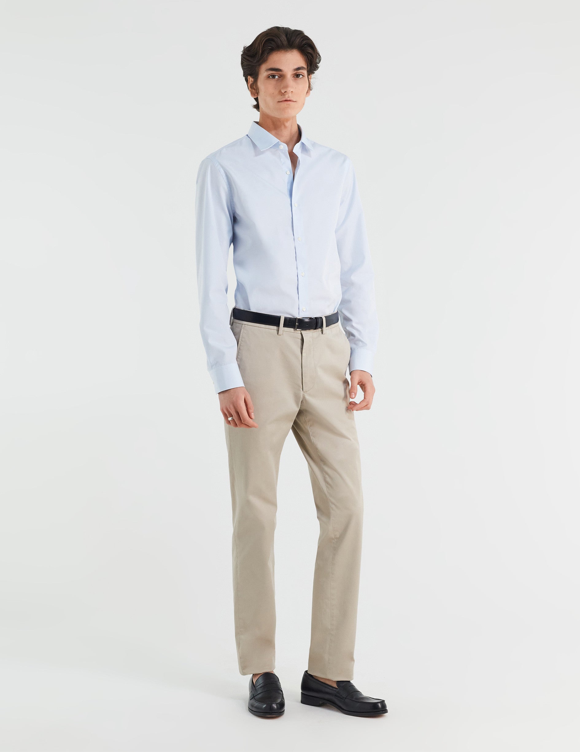 Fitted blue shirt - Poplin - Figaret Collar