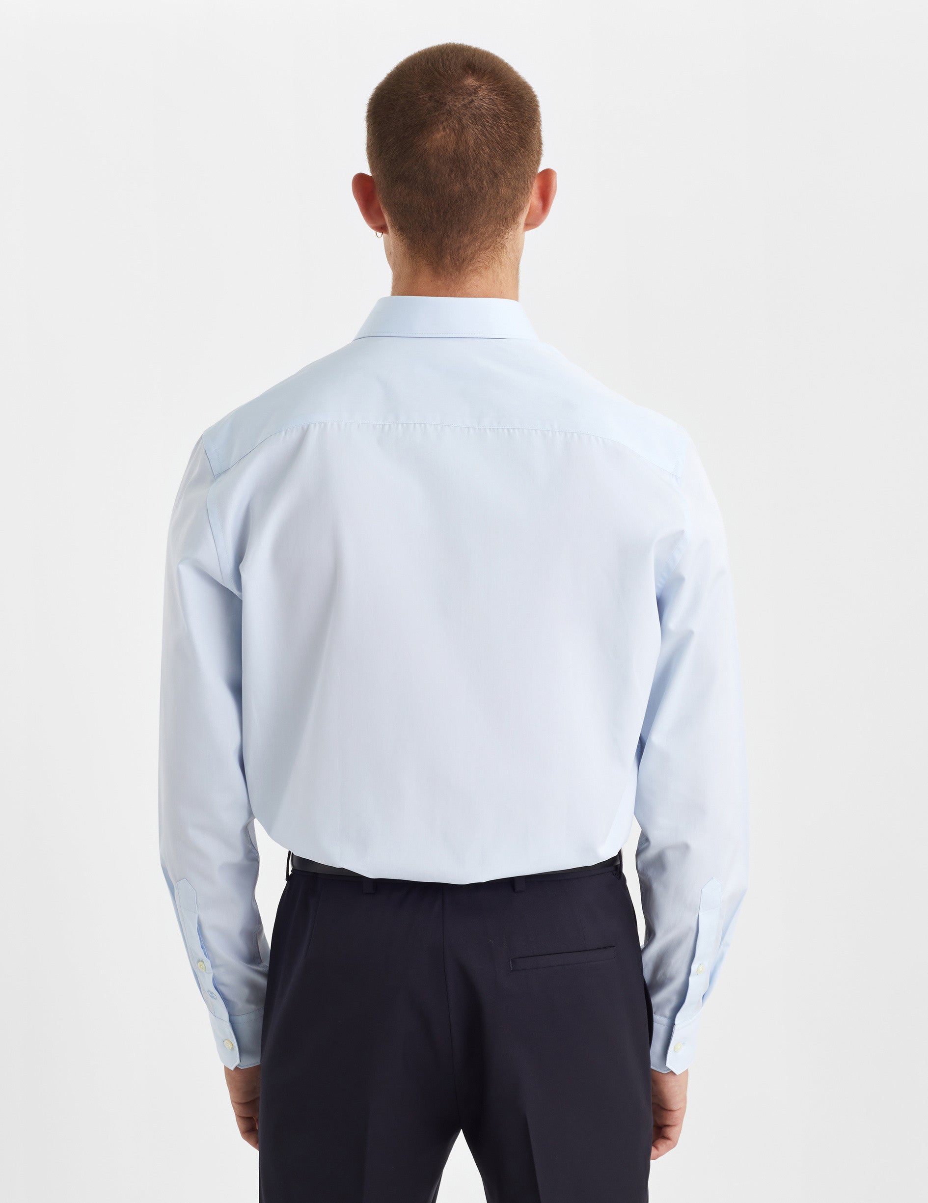 Semi-fitted blue shirt - Poplin - Figaret Collar