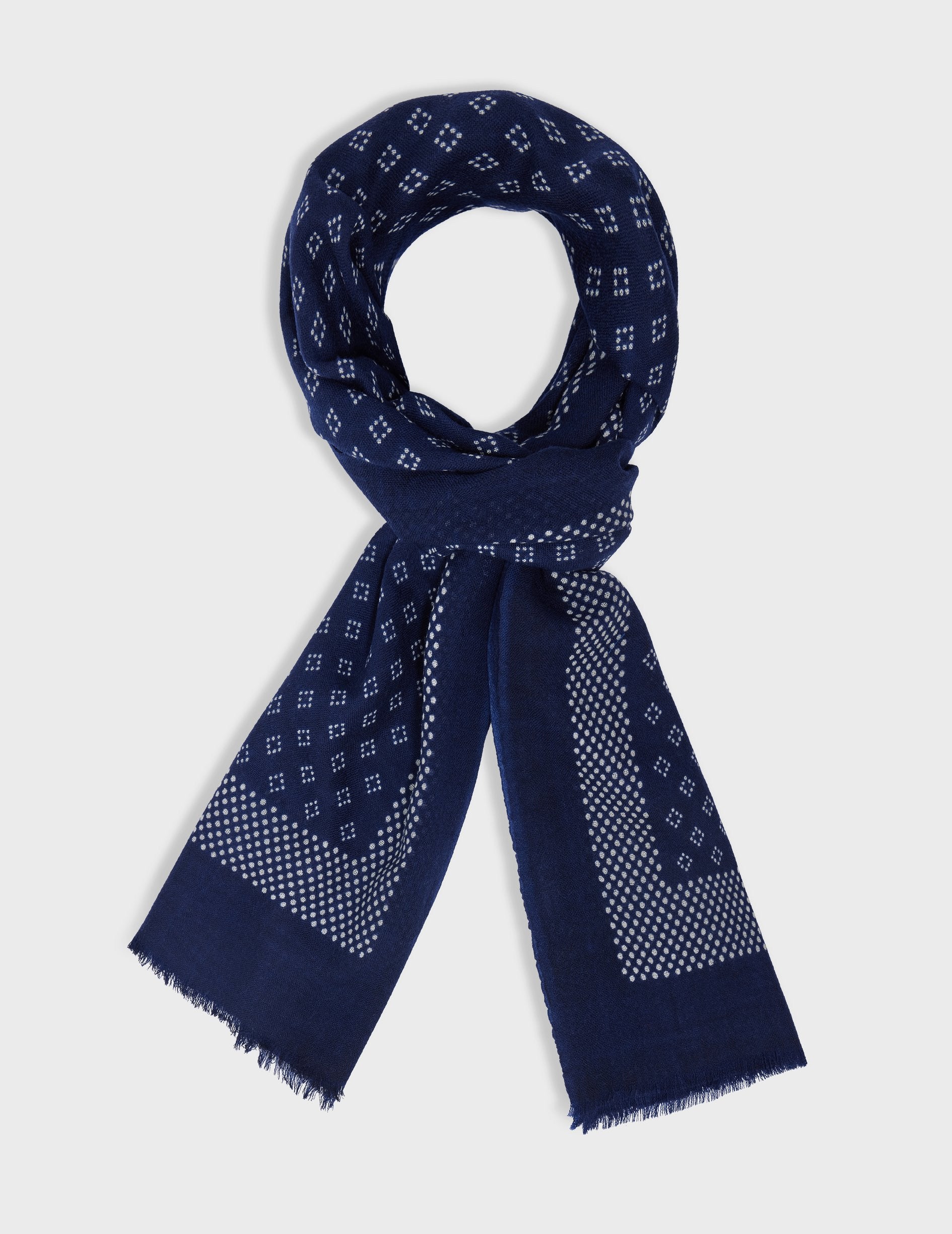 Patterned navy scarf