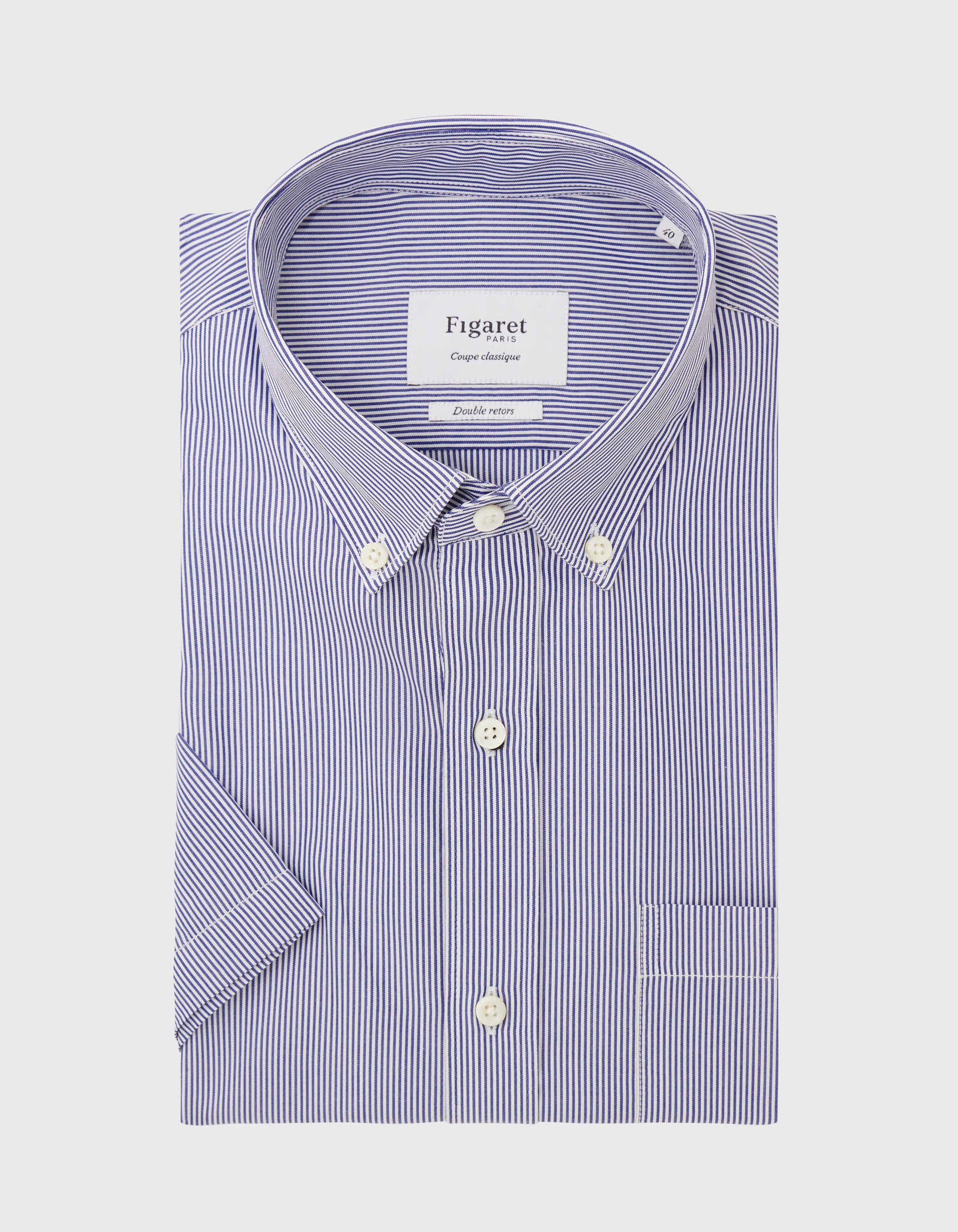 Classic Blue Striped Shirt - Poplin - American Collar