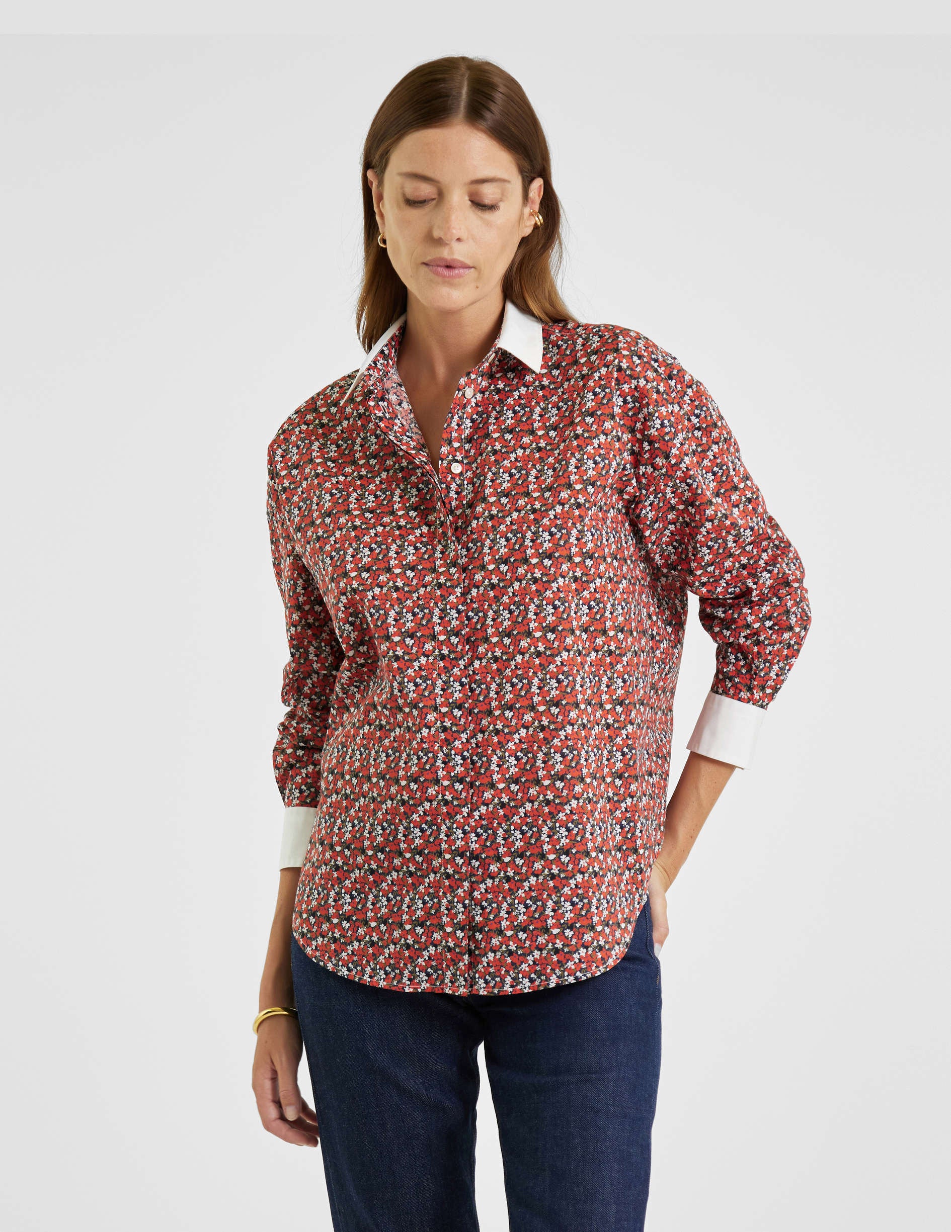 Célina oversized shirt with liberty print - Poplin