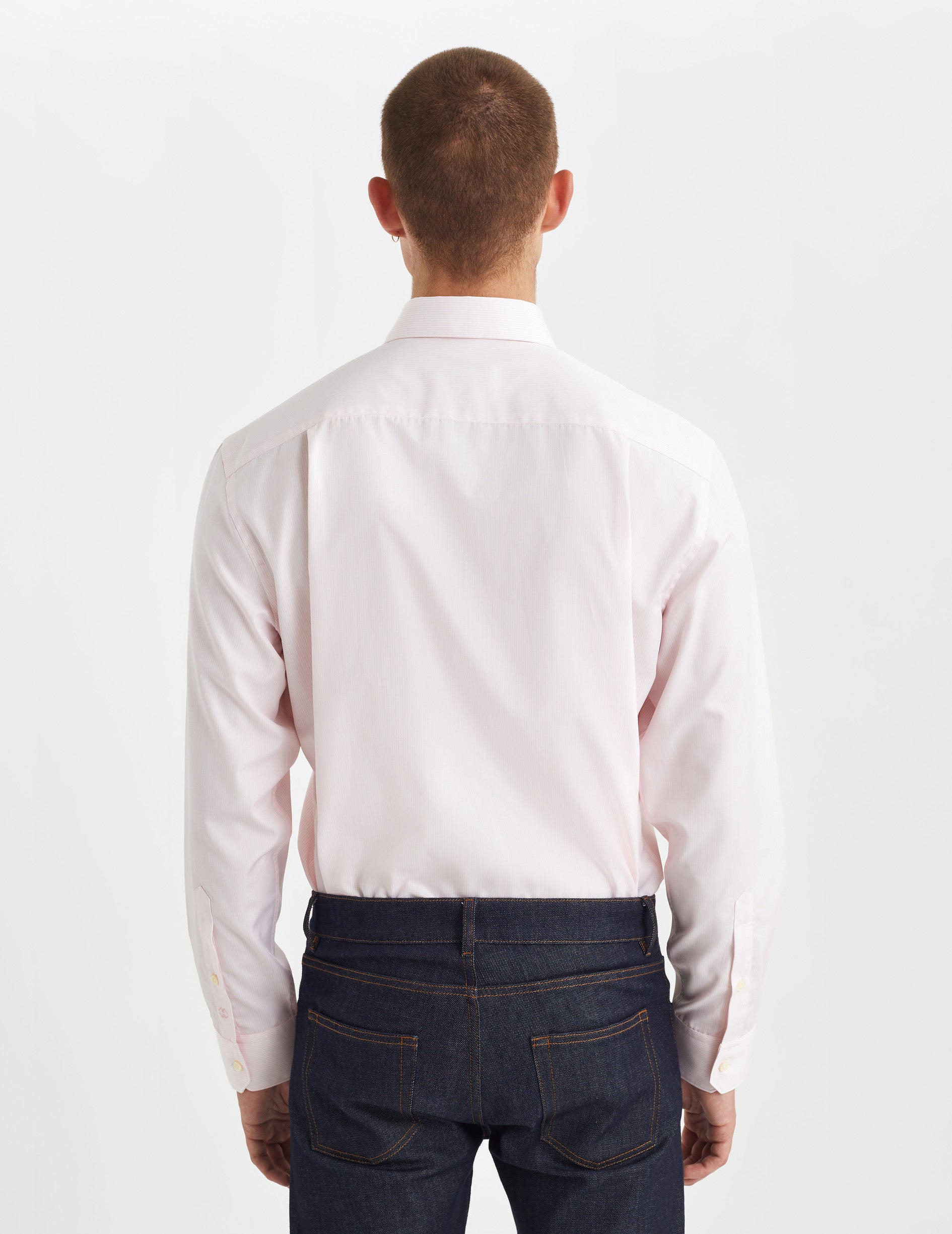 Classic pink striped shirt - Poplin - Figaret Collar
