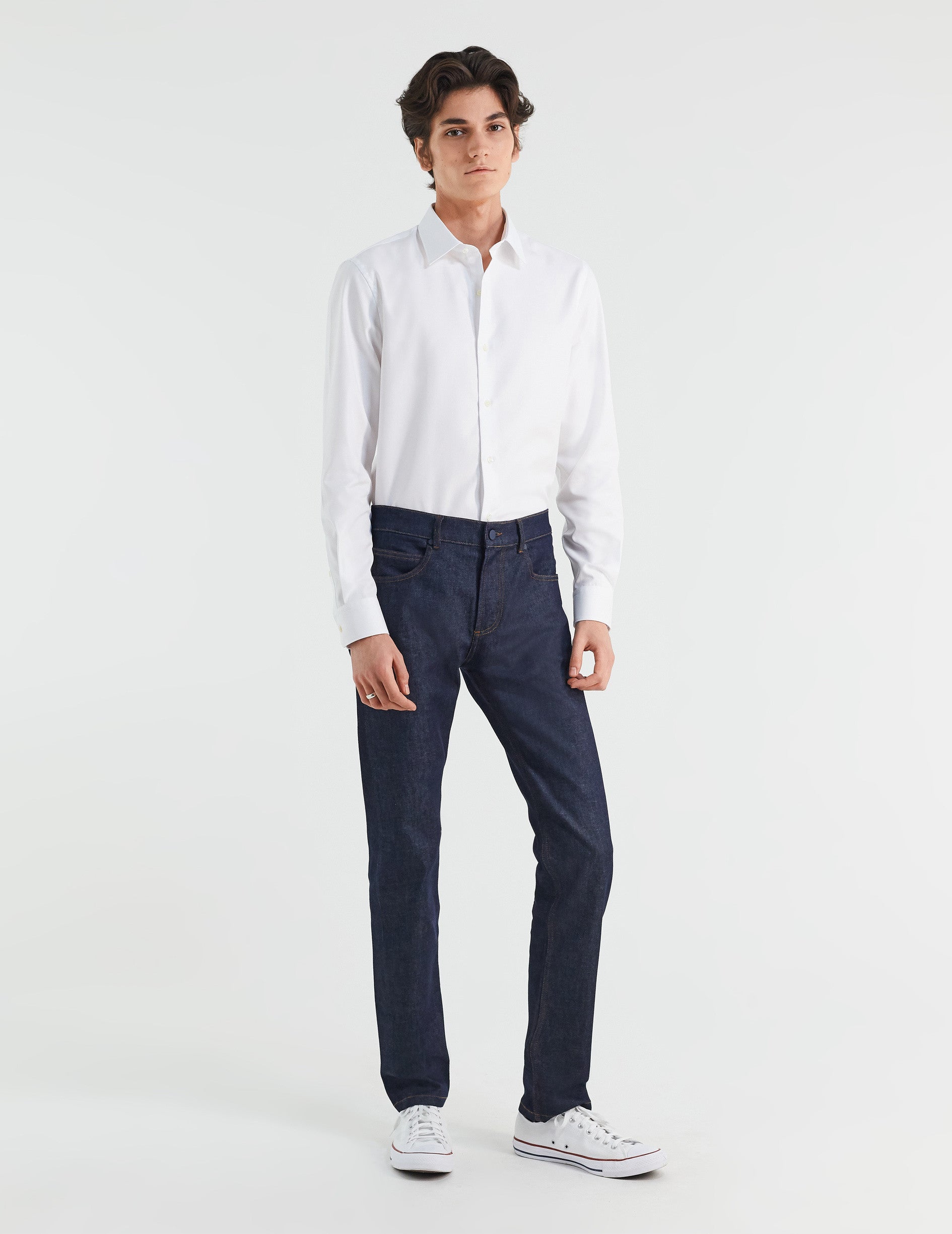 Fitted white shirt - Dobby - Figaret Collar