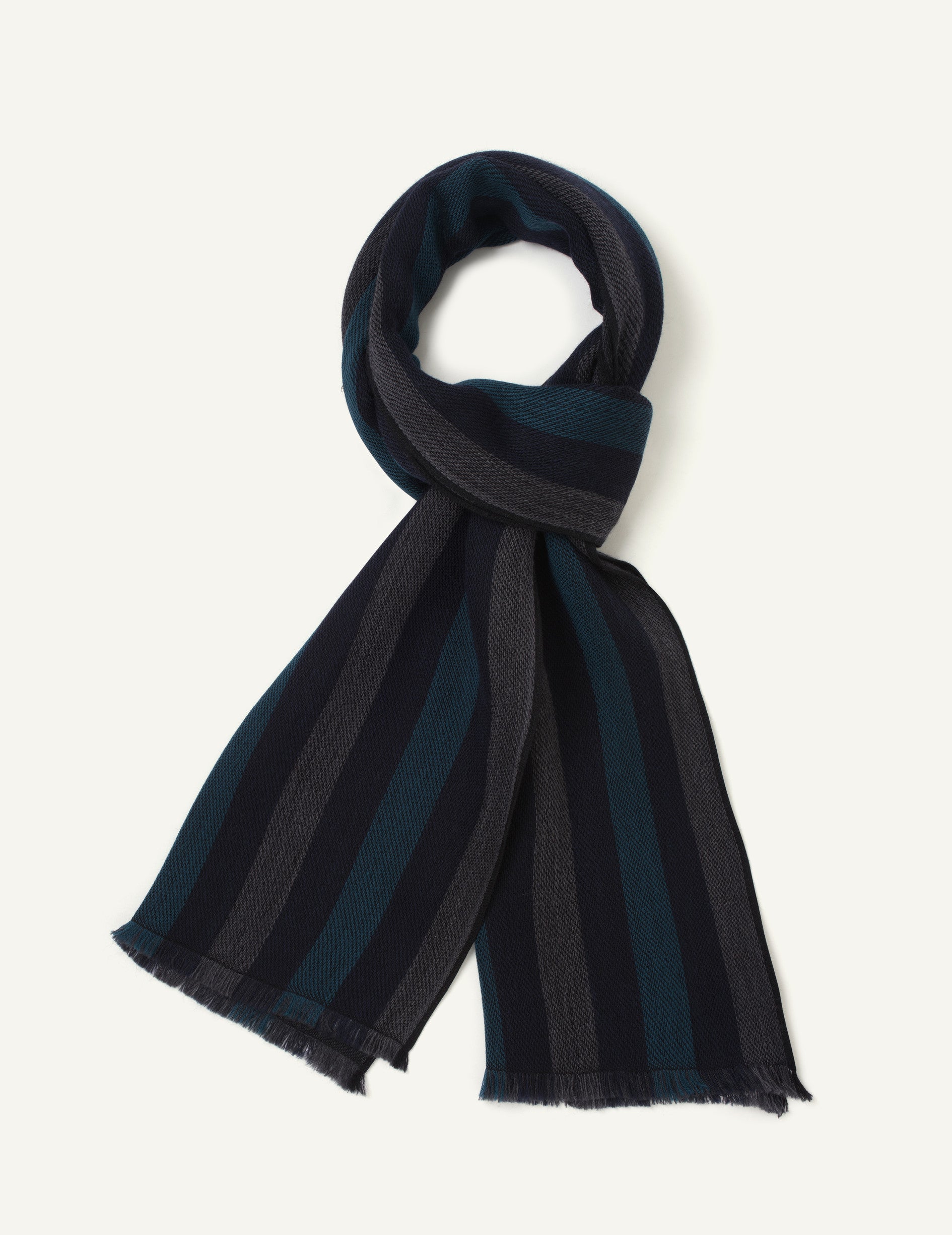 Green striped jacquard scarf