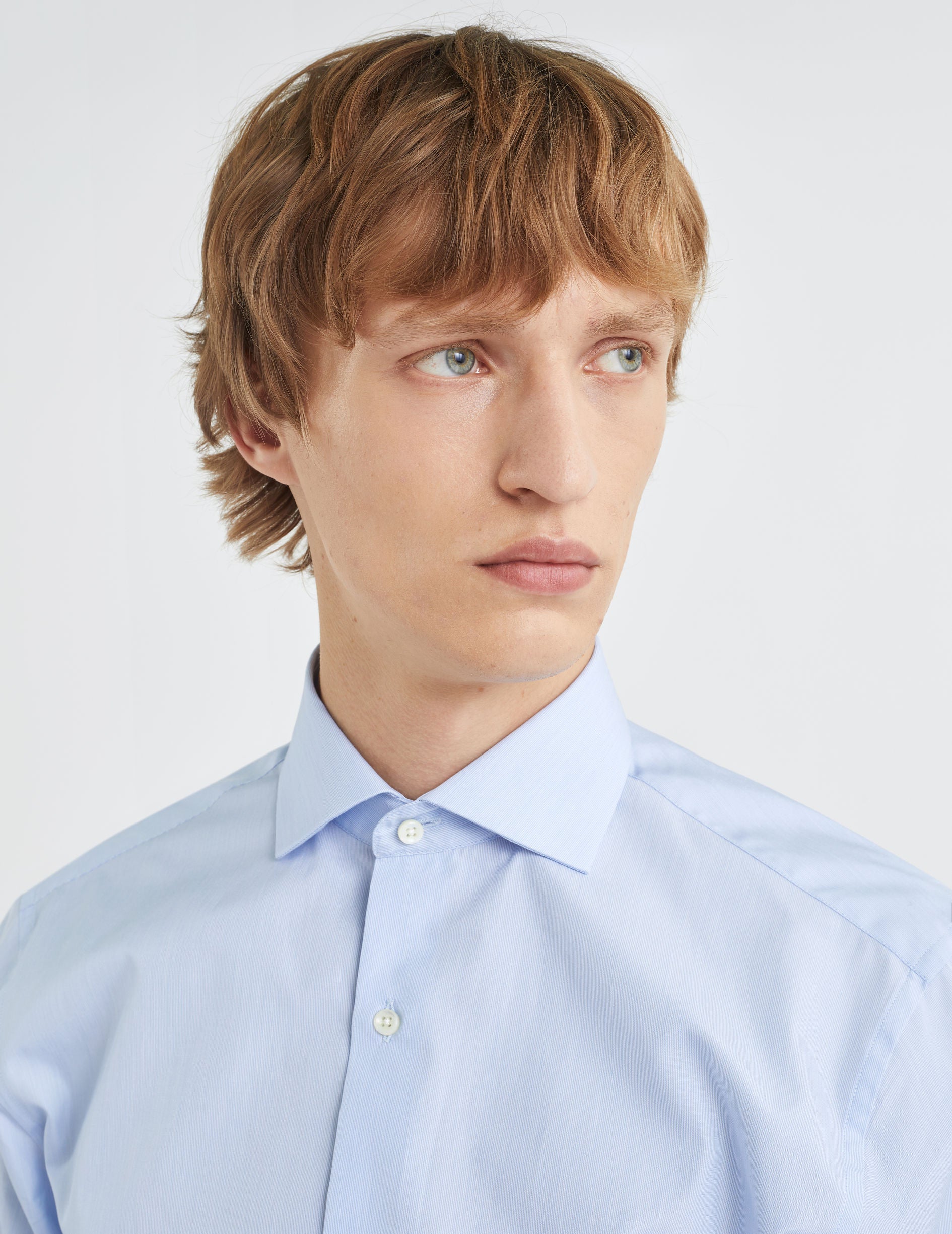 Semi-fitted blue striped shirt - Poplin - Italian Collar