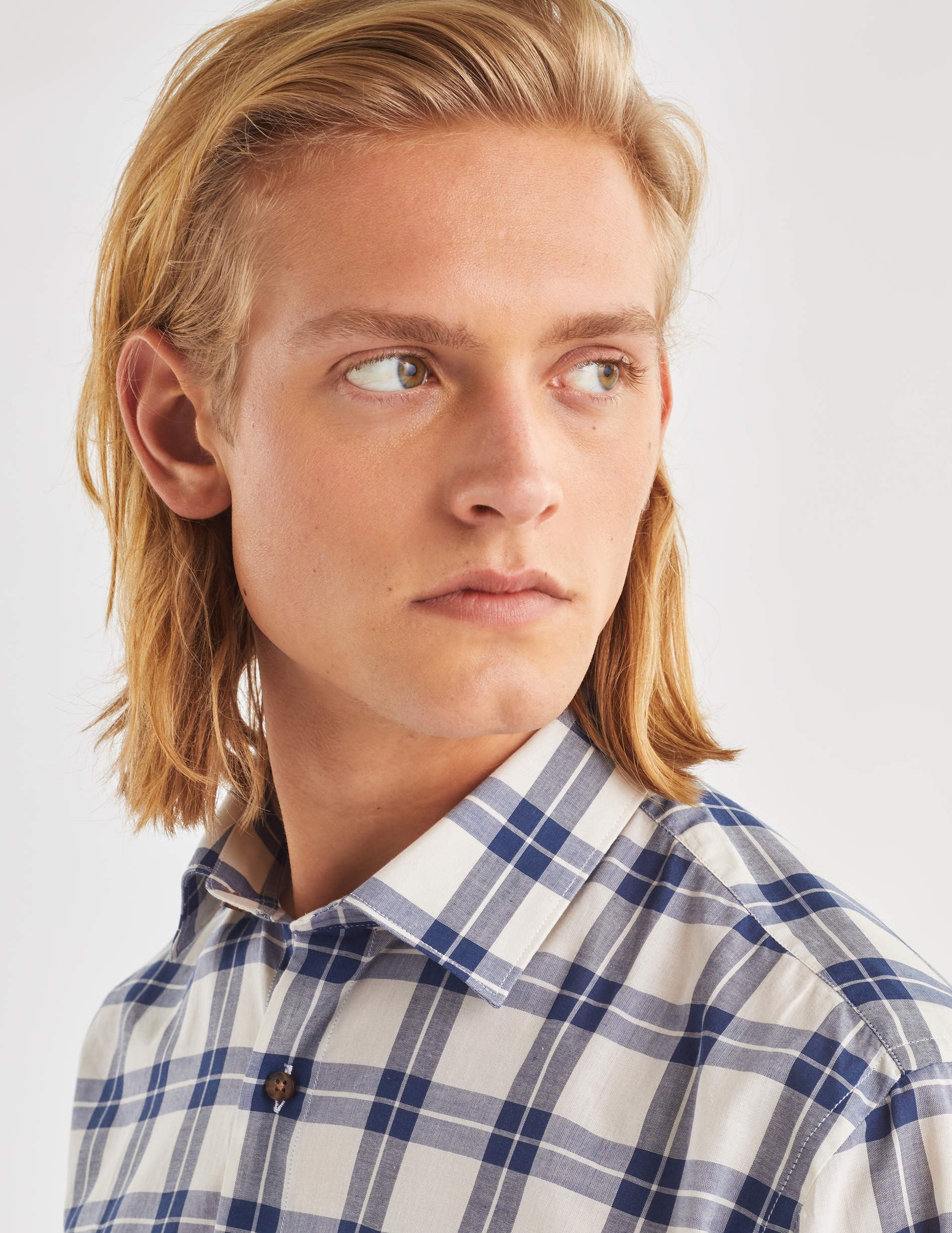 Leonard checkered navy shirt - Poplin - French Collar