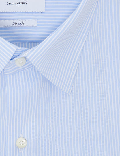 Fitted blue striped stretch shirt