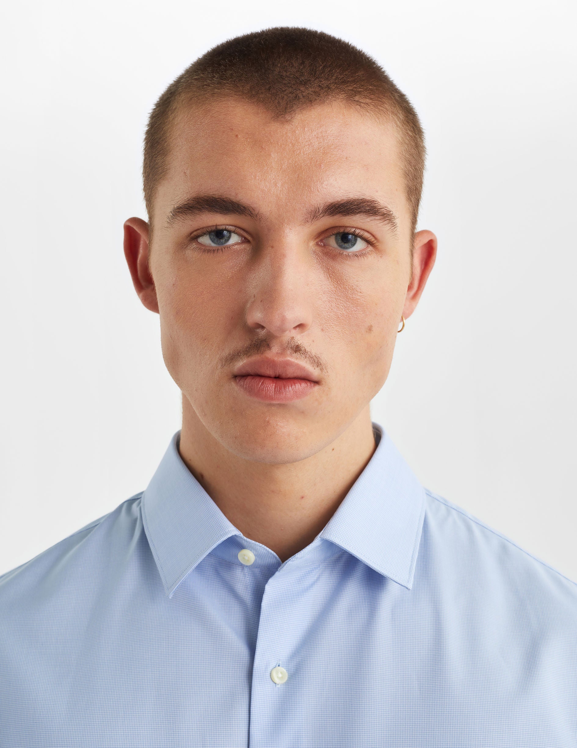 Semi-fitted blue shirt - Poplin - Figaret Collar