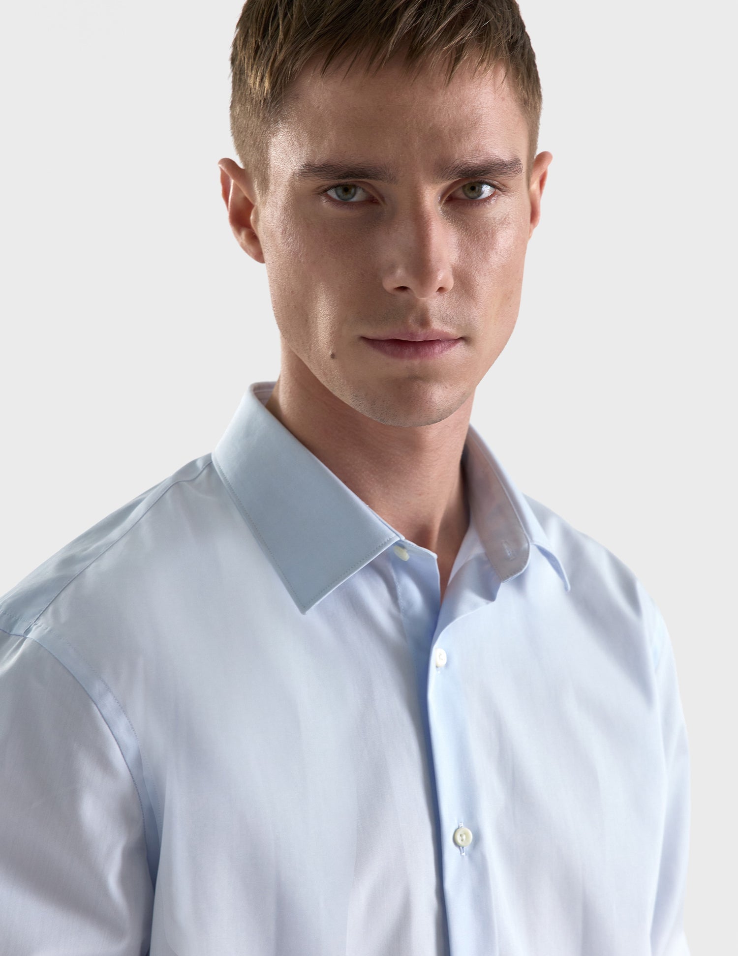 Semi-fitted blue easy-iron shirt - Poplin - Figaret Collar - Easy-iron#5