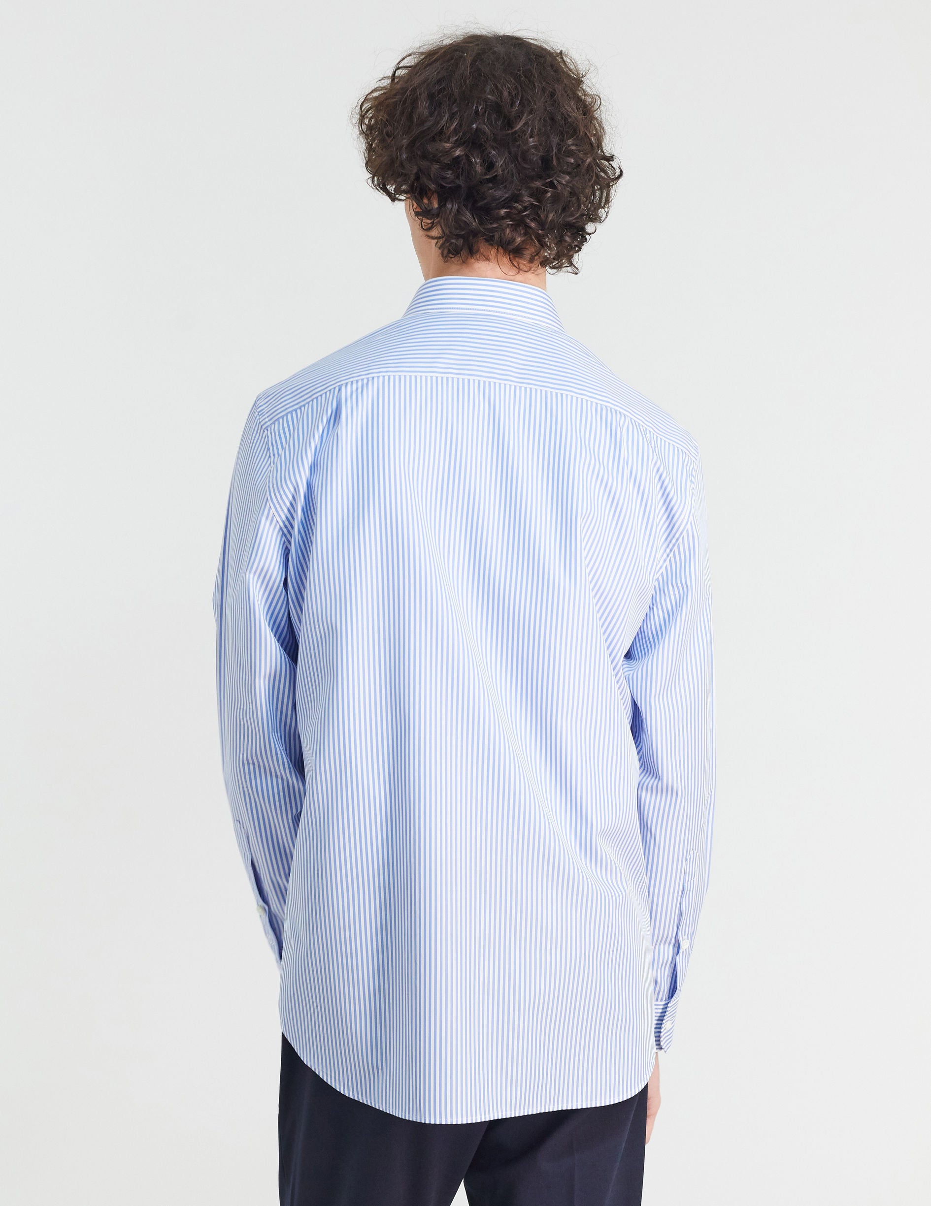 Classic blue striped shirt - Poplin - Figaret Collar