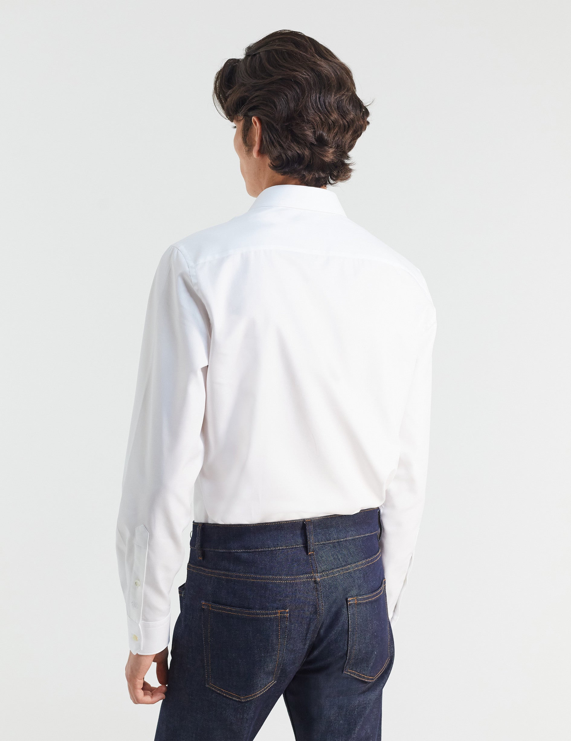 Fitted white shirt - Dobby - Figaret Collar