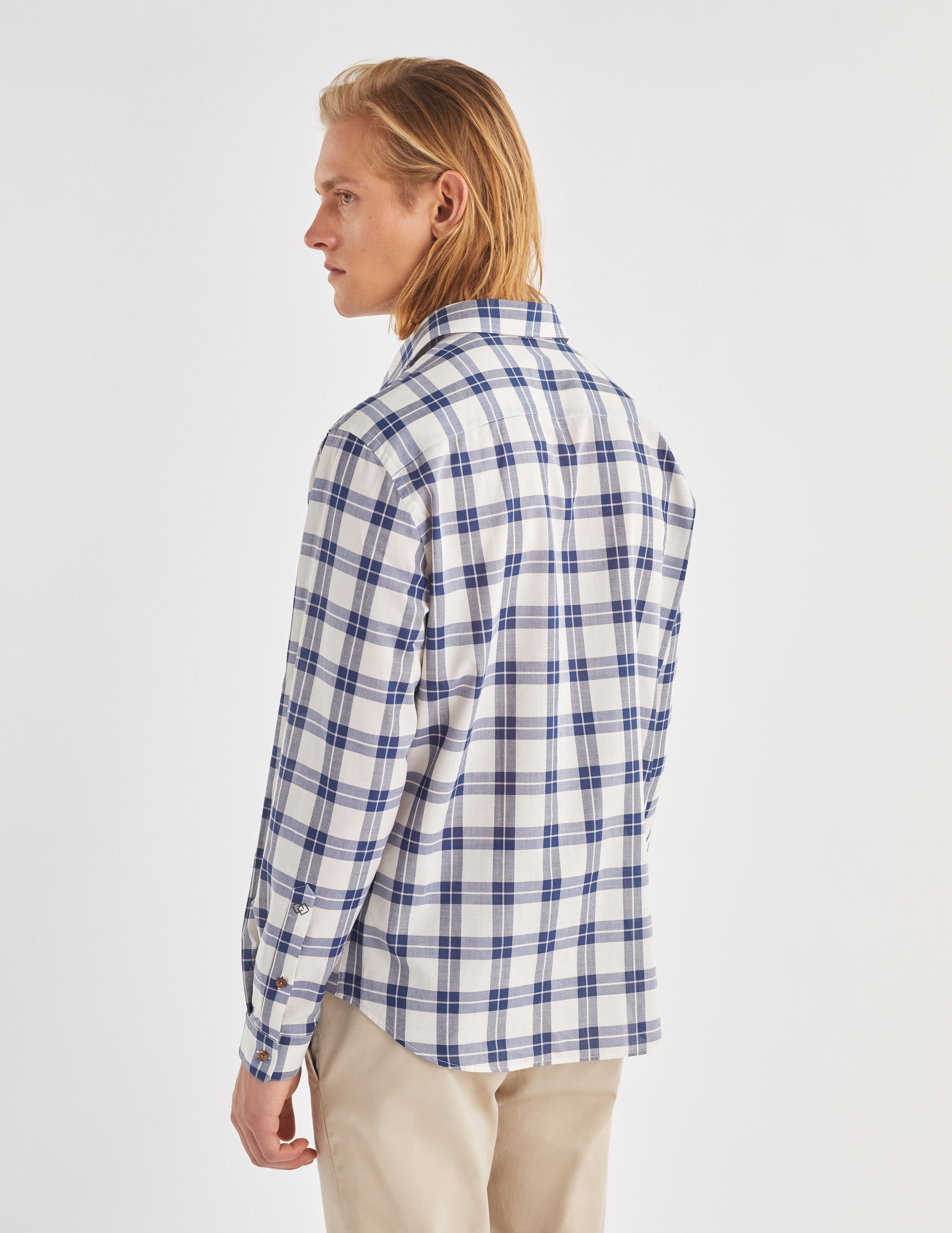Leonard checkered navy shirt - Poplin - French Collar