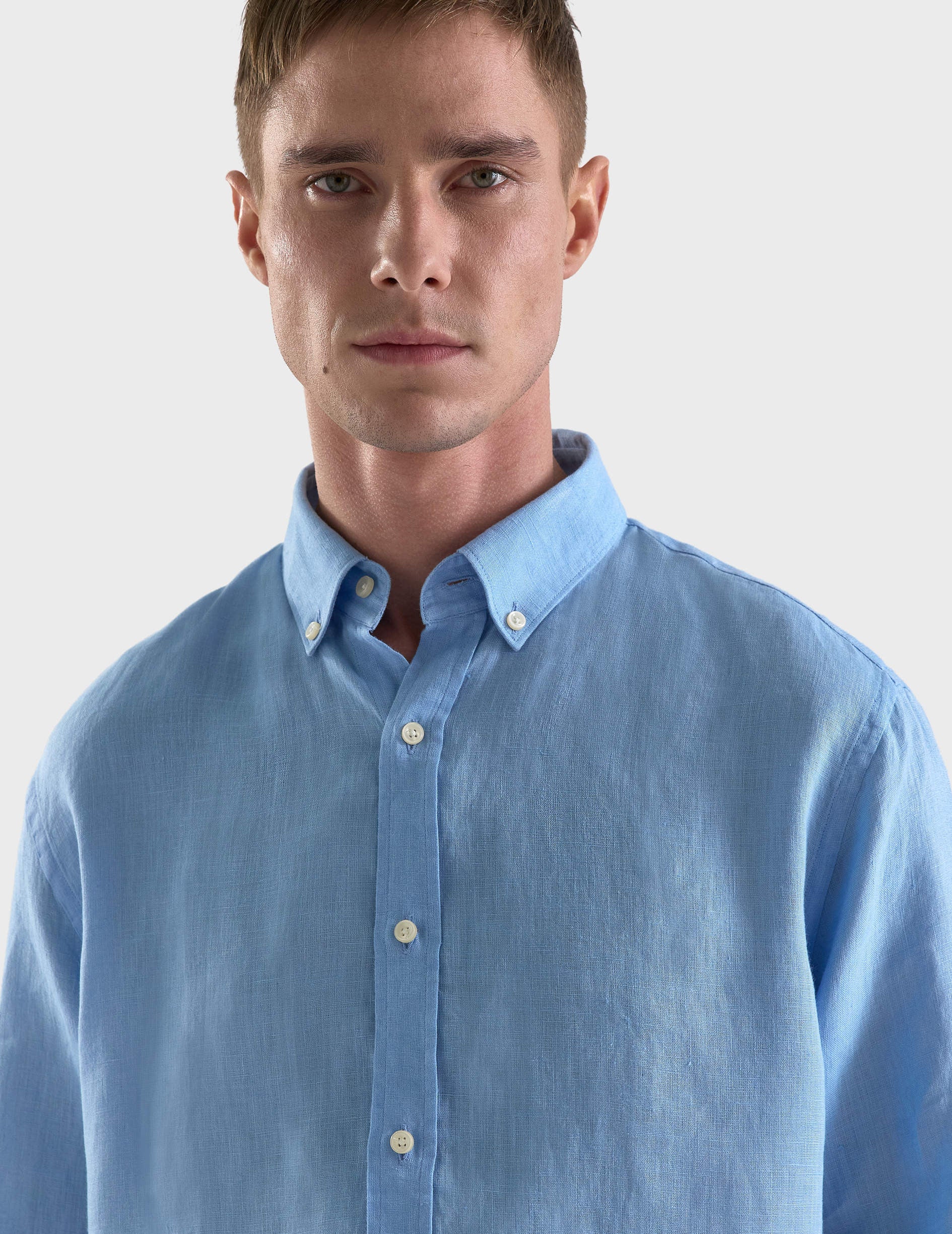 Gaspard shirt in blue linen - Linen - American Collar