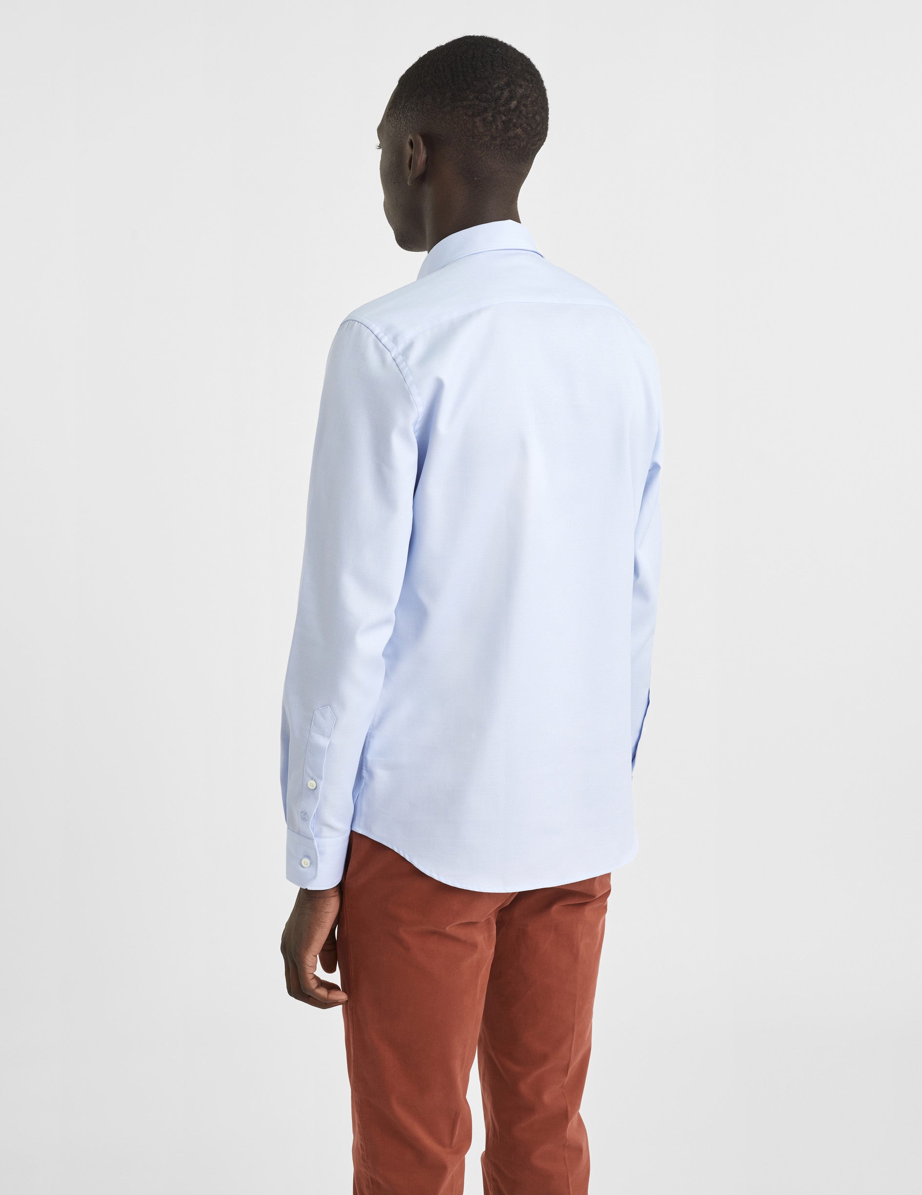 Semi-fitted blue shirt - Dobby - Figaret Collar
