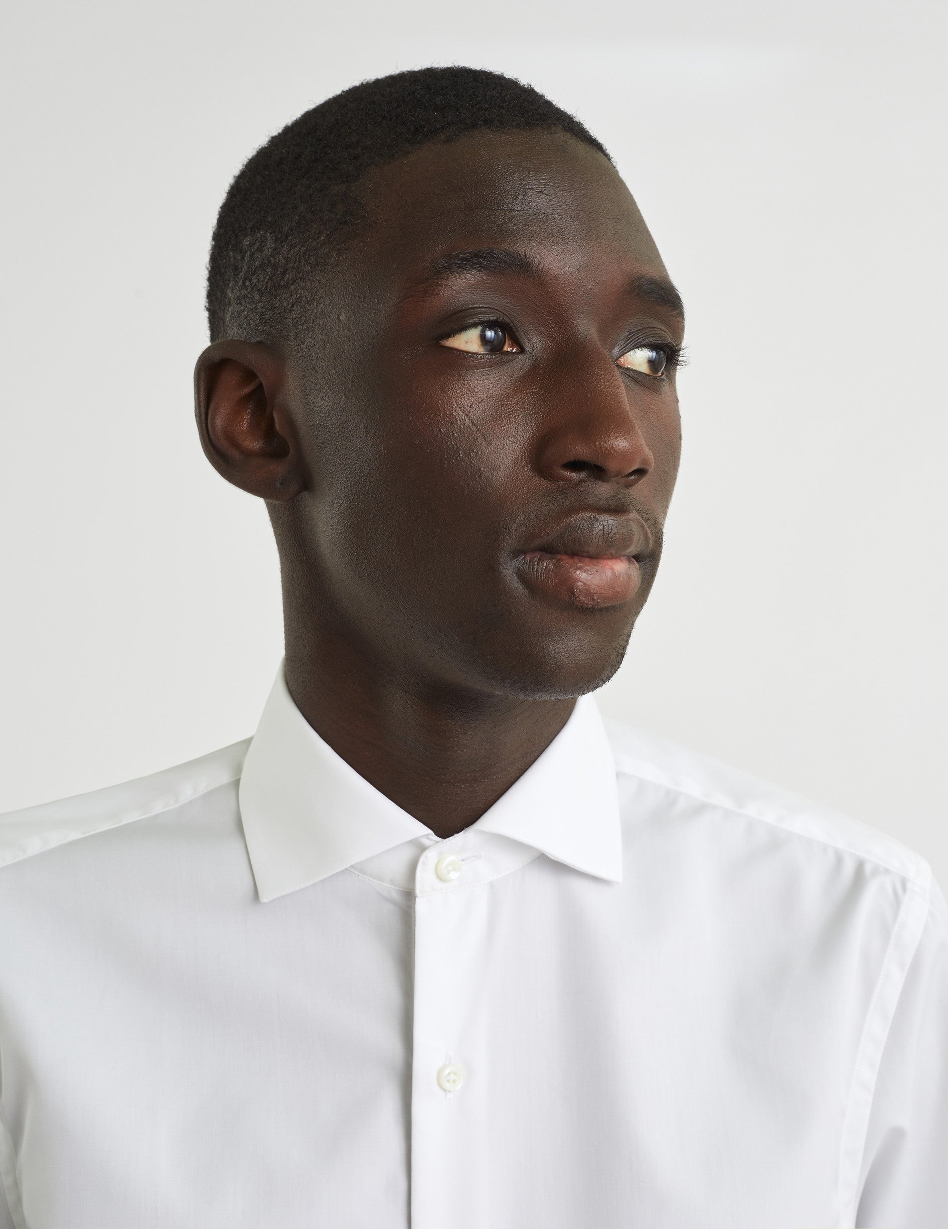 Semi-fitted white easy-iron shirt - Poplin - Italian Collar - Easy-iron