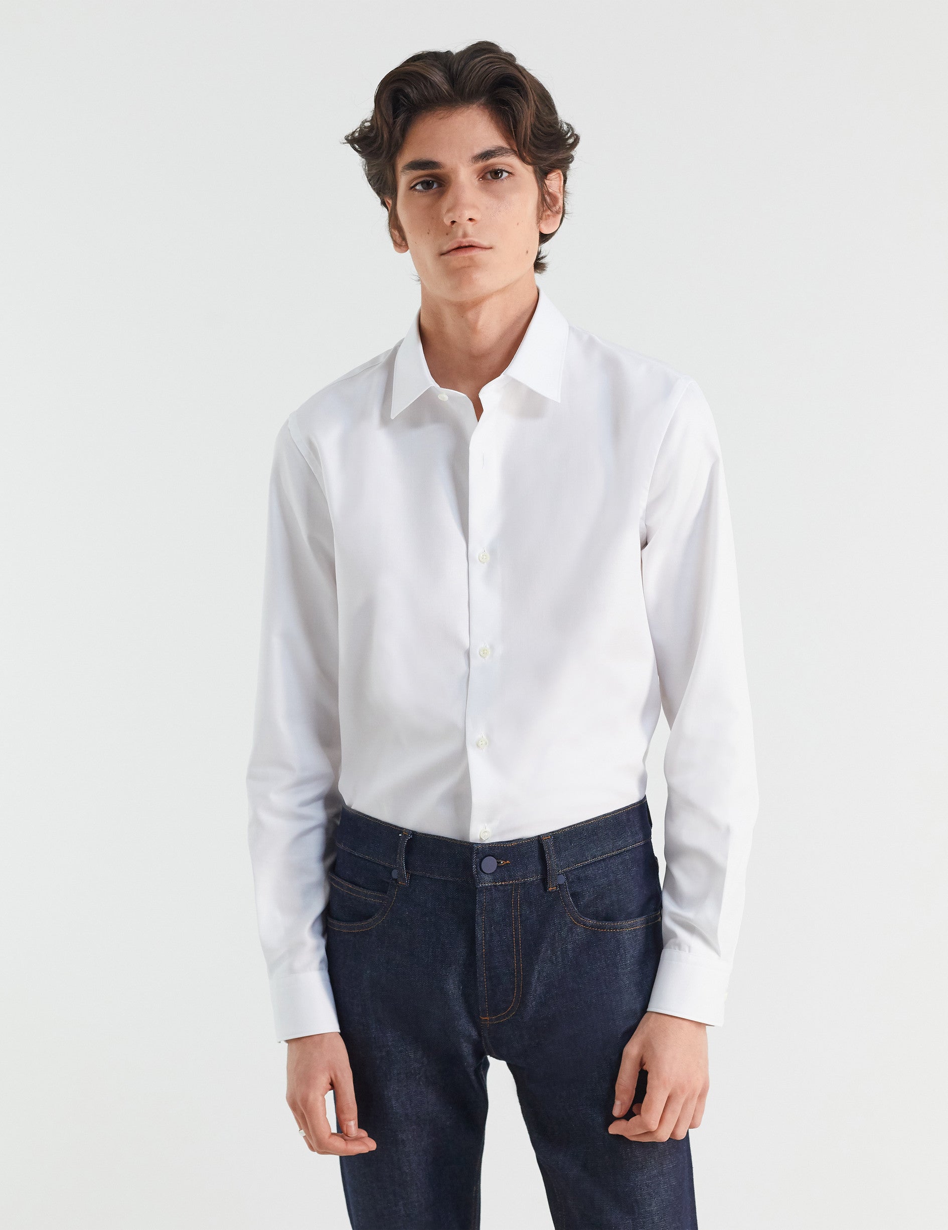 Fitted white shirt - Dobby - Figaret Collar