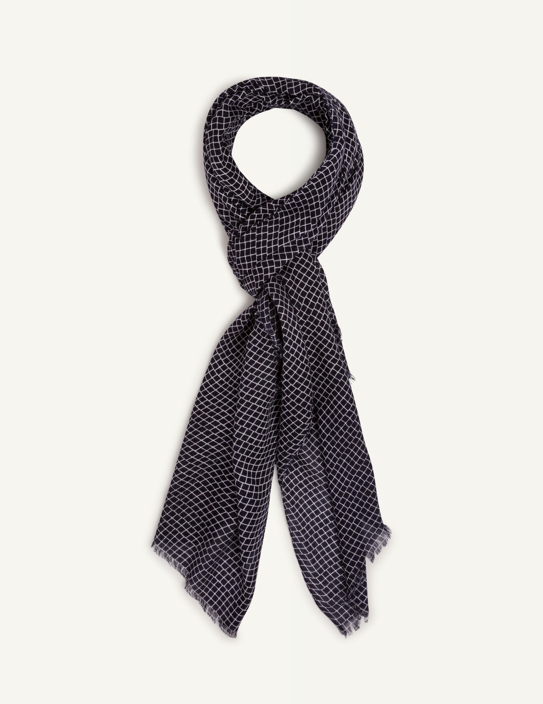 Checked navy scarf