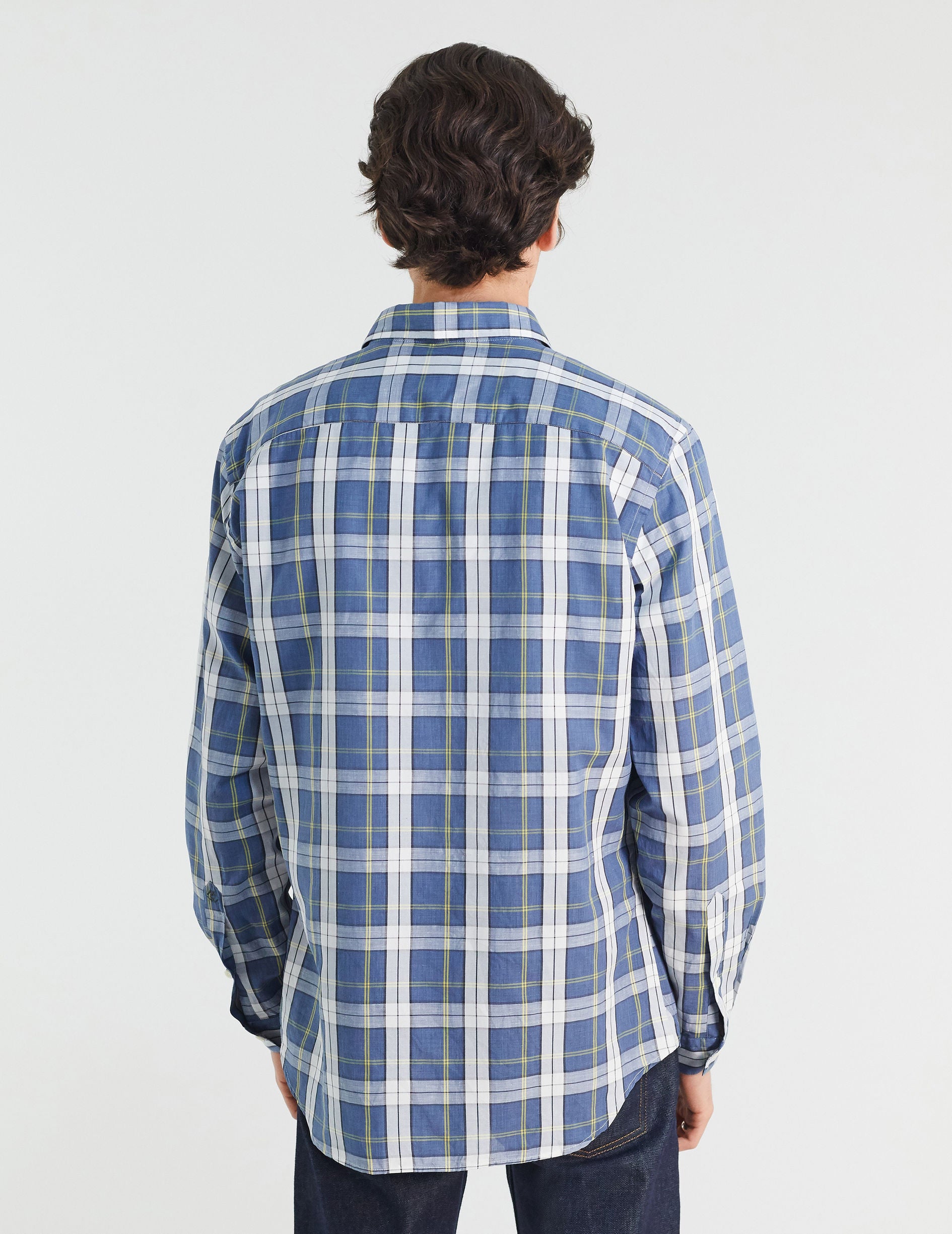 Gabriel shirt with blue checks - Poplin - American Collar