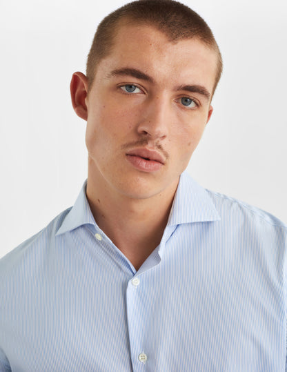 Fitted blue striped shirt