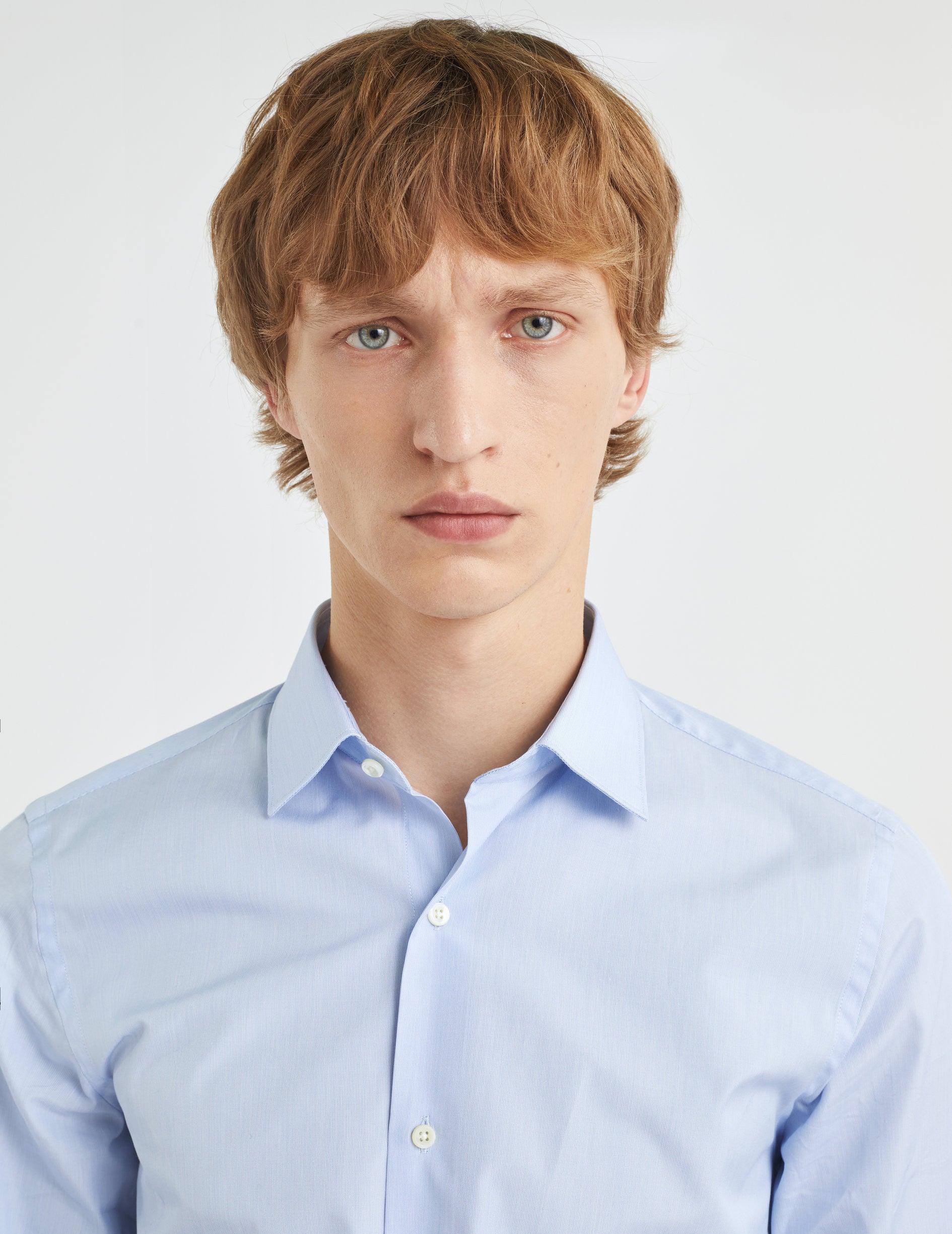 Fitted blue striped shirt - Poplin - Figaret Collar