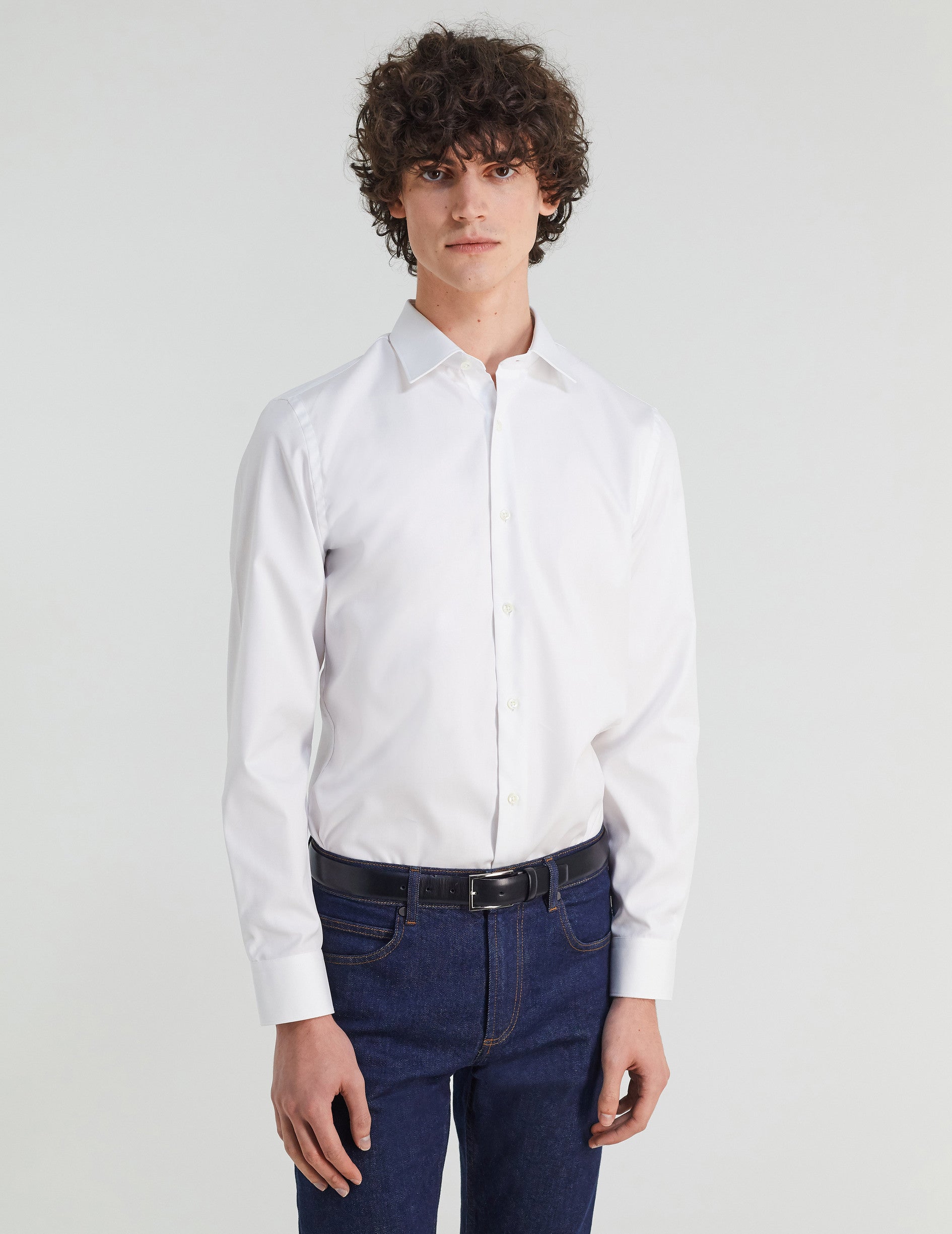 Fitted white shirt - Pinpoint - Figaret Collar