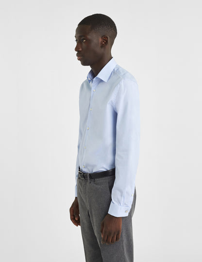 Semi-fitted blue striped shirt