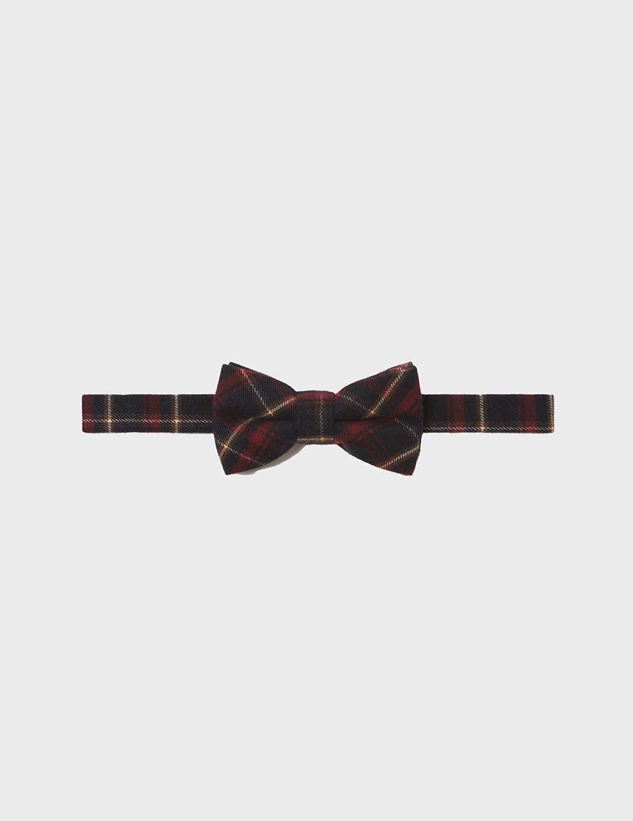 Checked blue jacquard bow tie