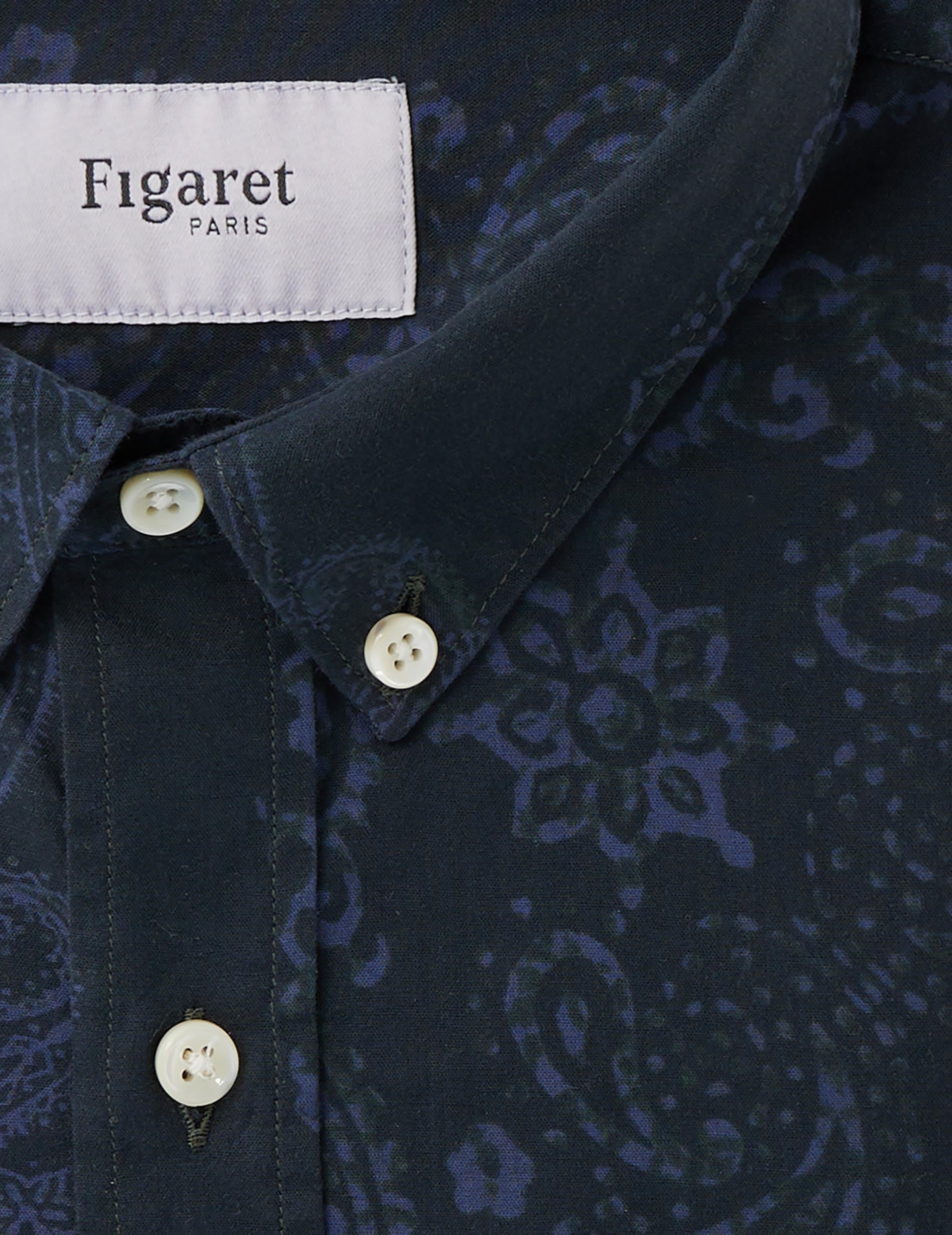 Gaspard navy bandana shirt - Poplin - American Collar