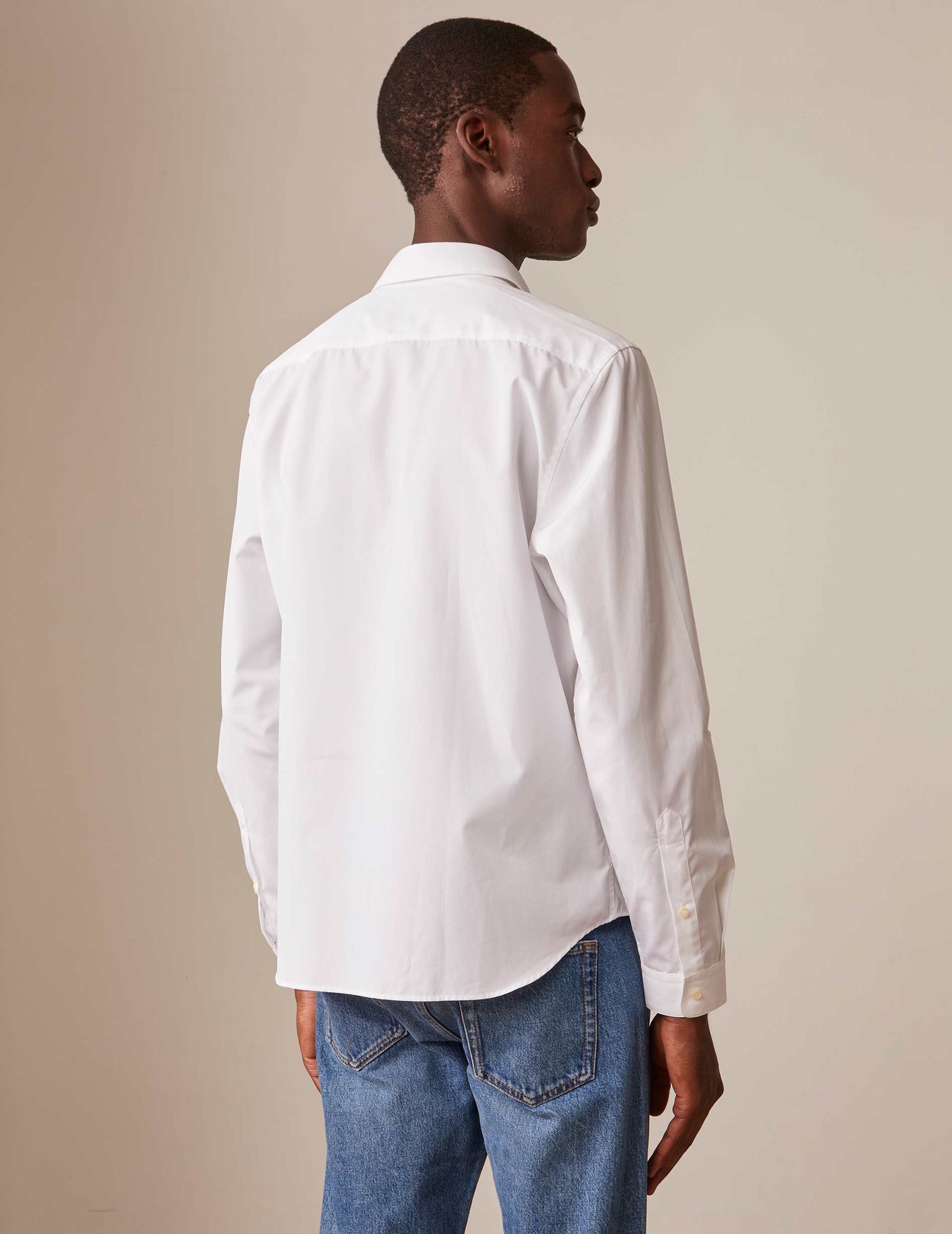 White "Je t'aime" shirt with grey embroidery - Poplin - Figaret Collar#7
