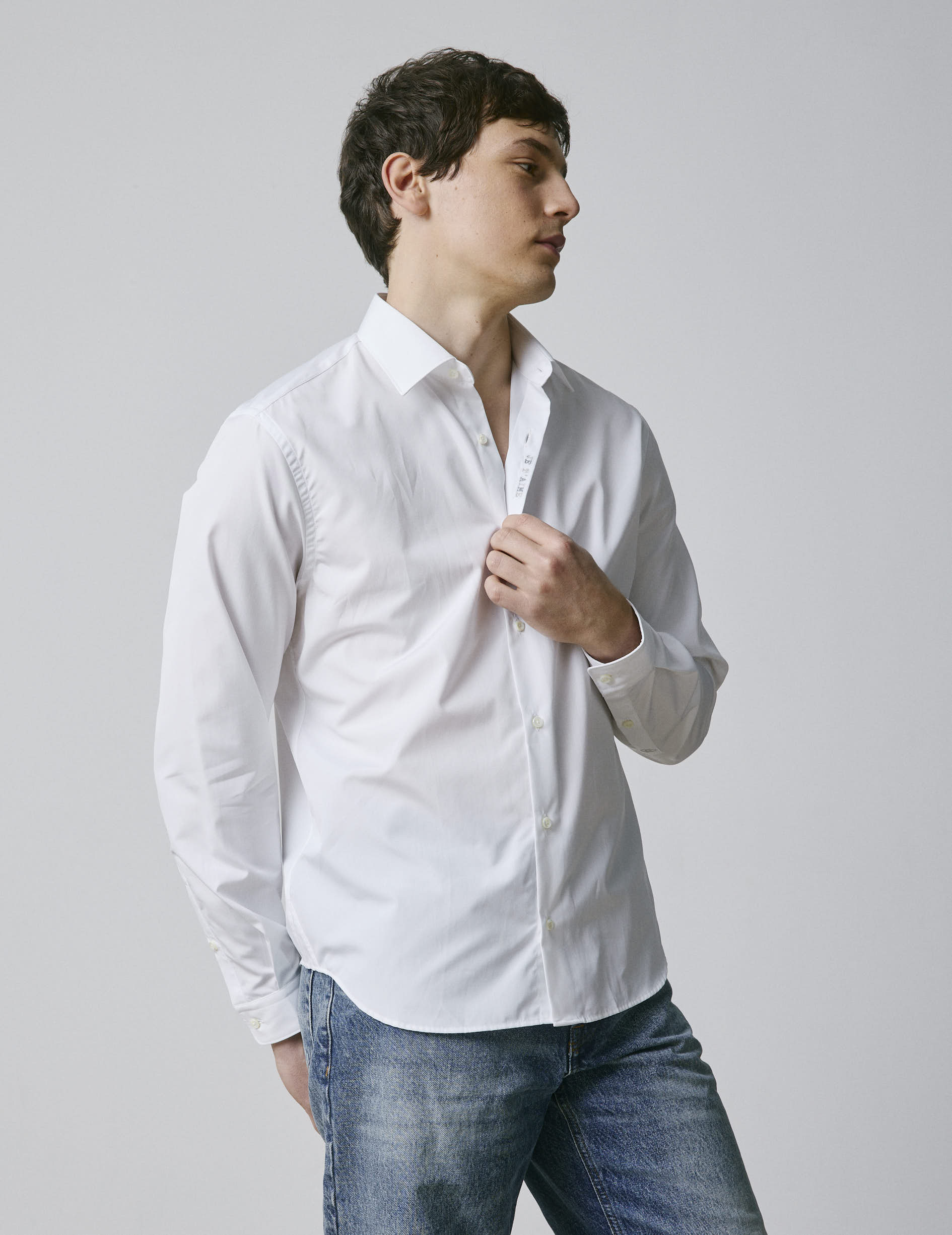 unisex White "Je t'aime" shirt - Poplin - Figaret Collar