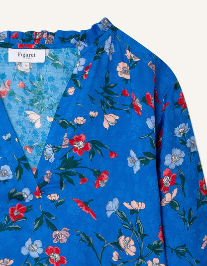 Blouse Agnès imprimée bleue