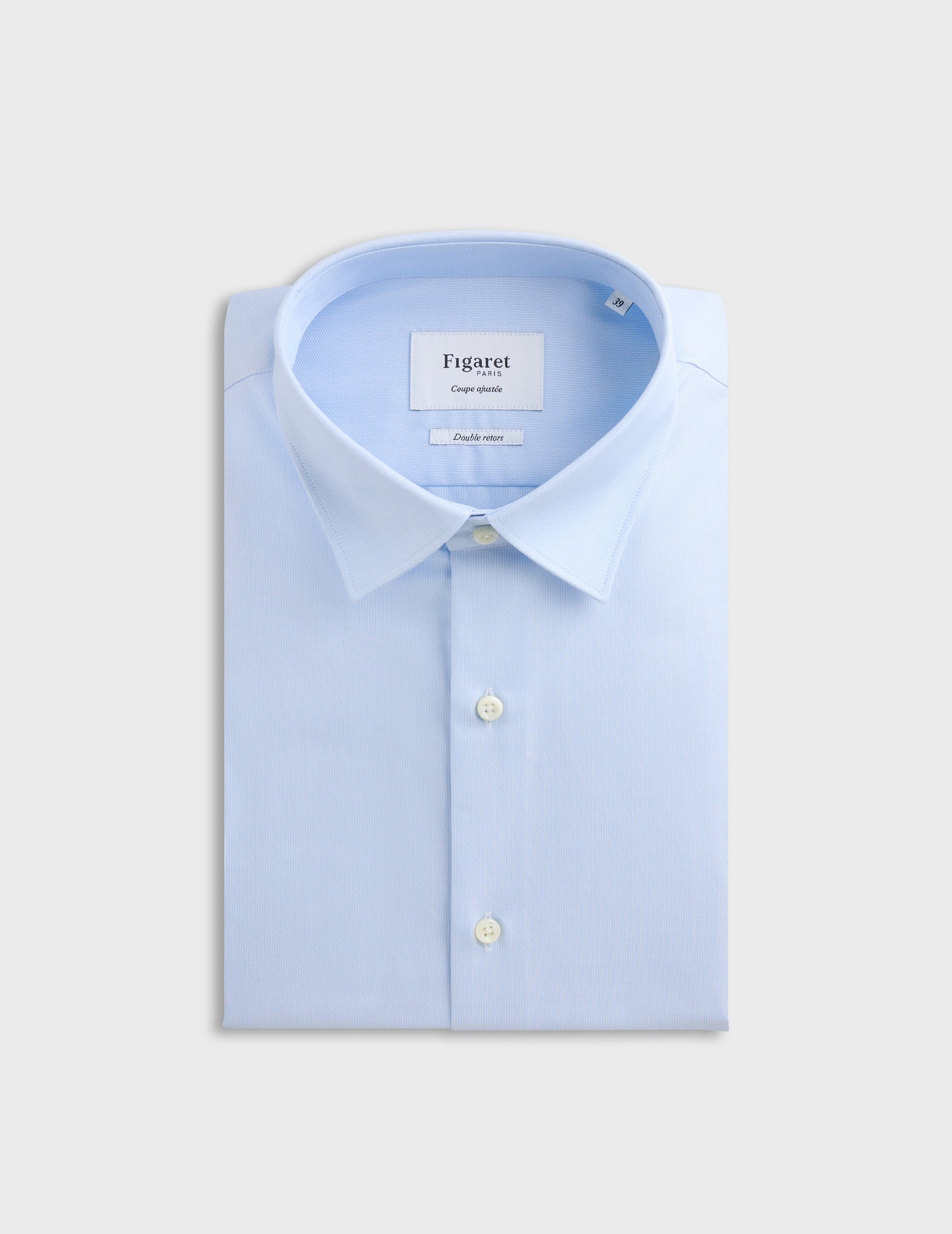 Fitted blue shirt - Dobby - Figaret Collar