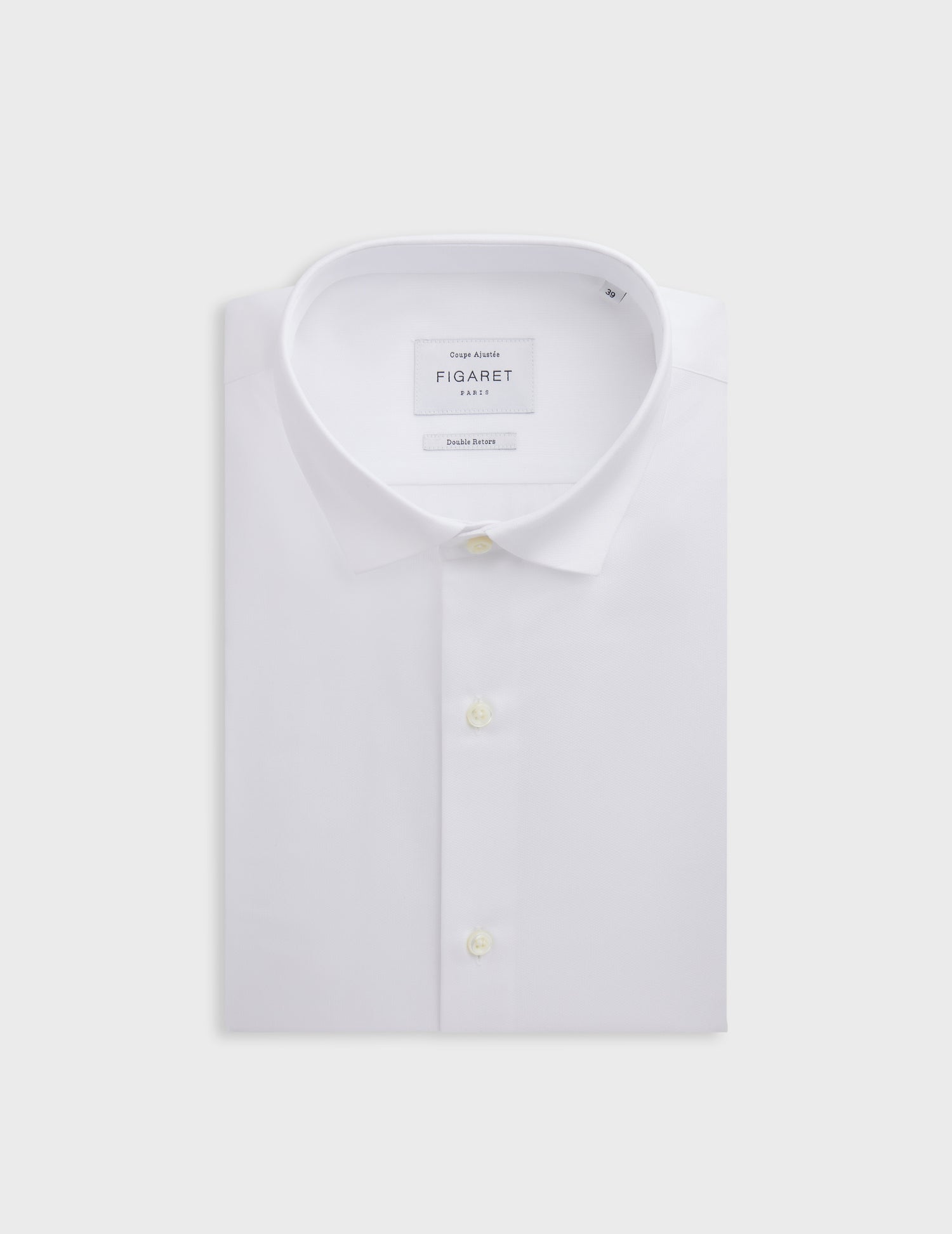 Fitted white shirt - Dobby - Thin Collar