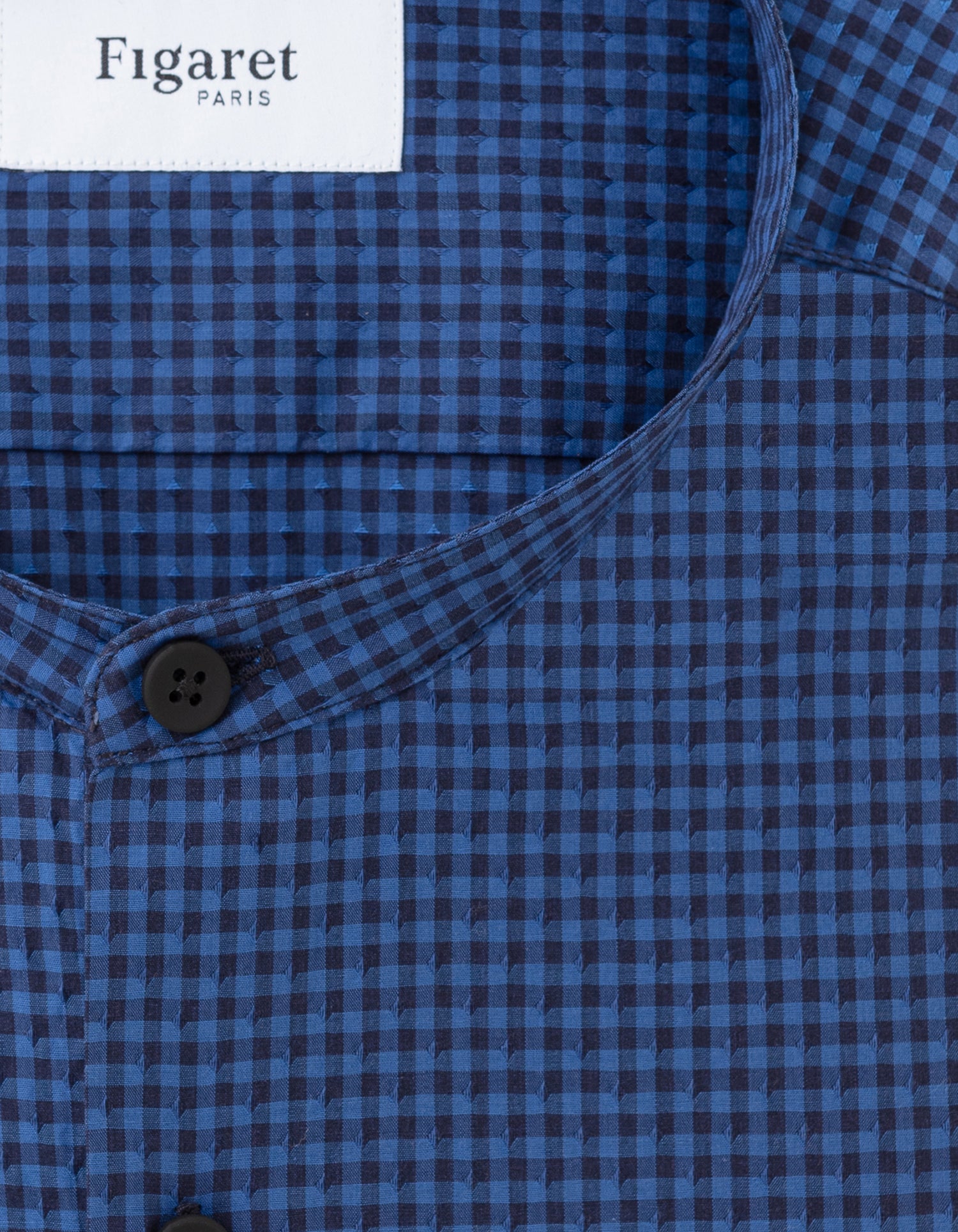 Semi-fitted shirt with blue checks - Jacquard - Officer Collar#4