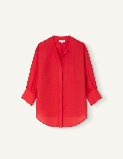 Chemise Béa en tencel et lin rouge