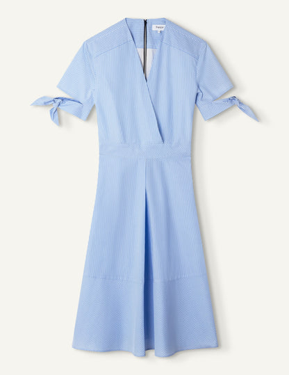 Robe Bess en popeline rayée bleue