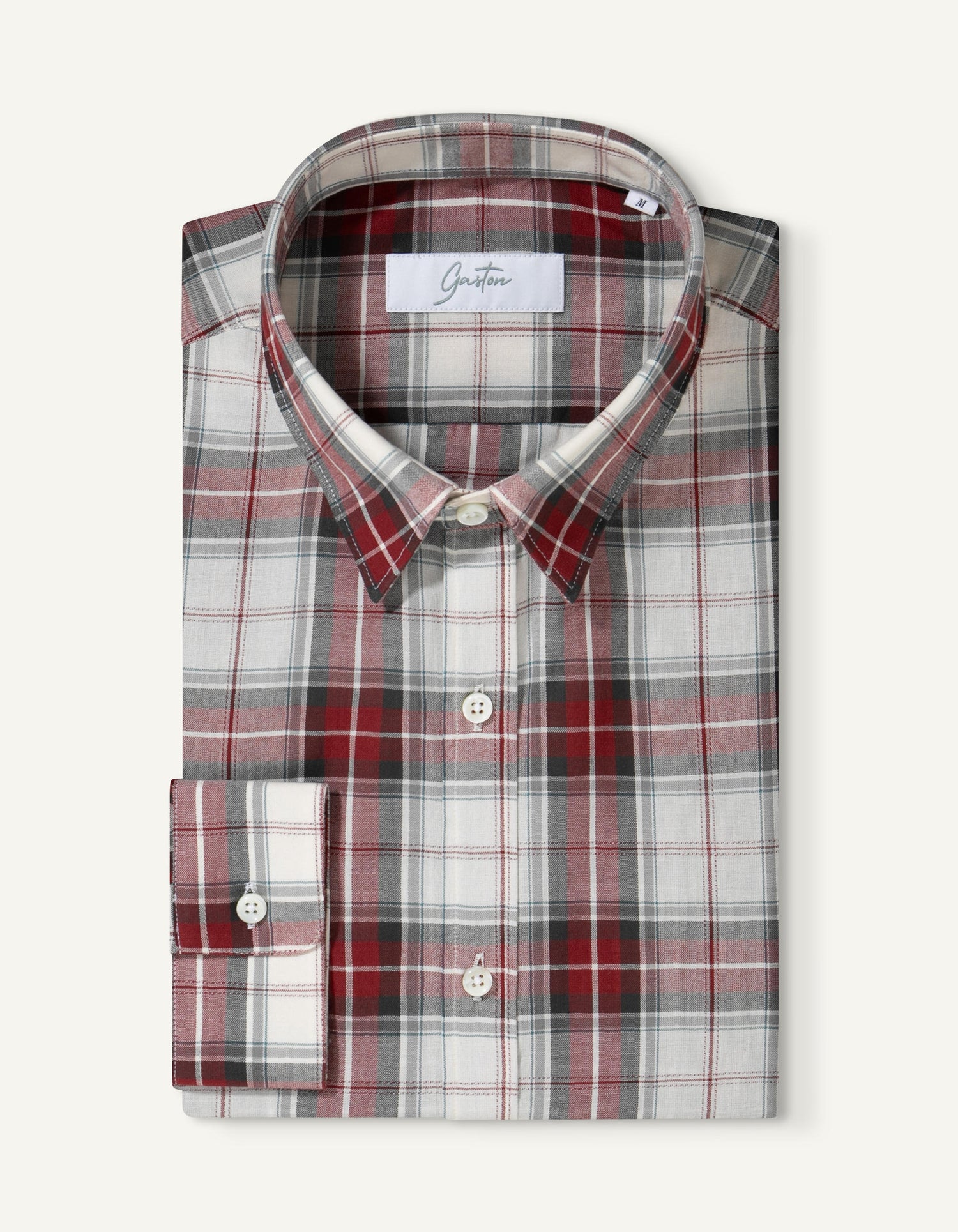 Classic burgundy checked cotton voile shirt - Veil - American Collar