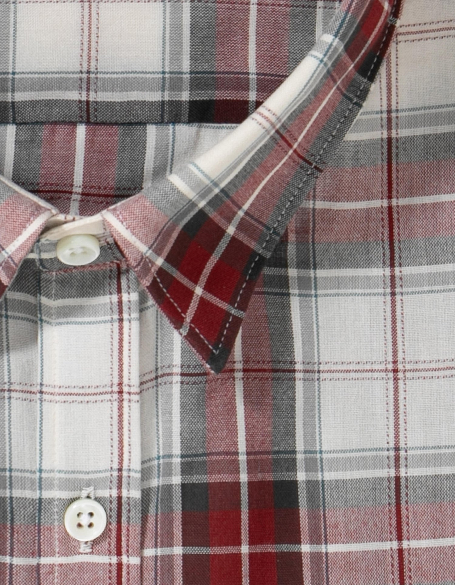 Classic burgundy checked cotton voile shirt - Veil - American Collar#3