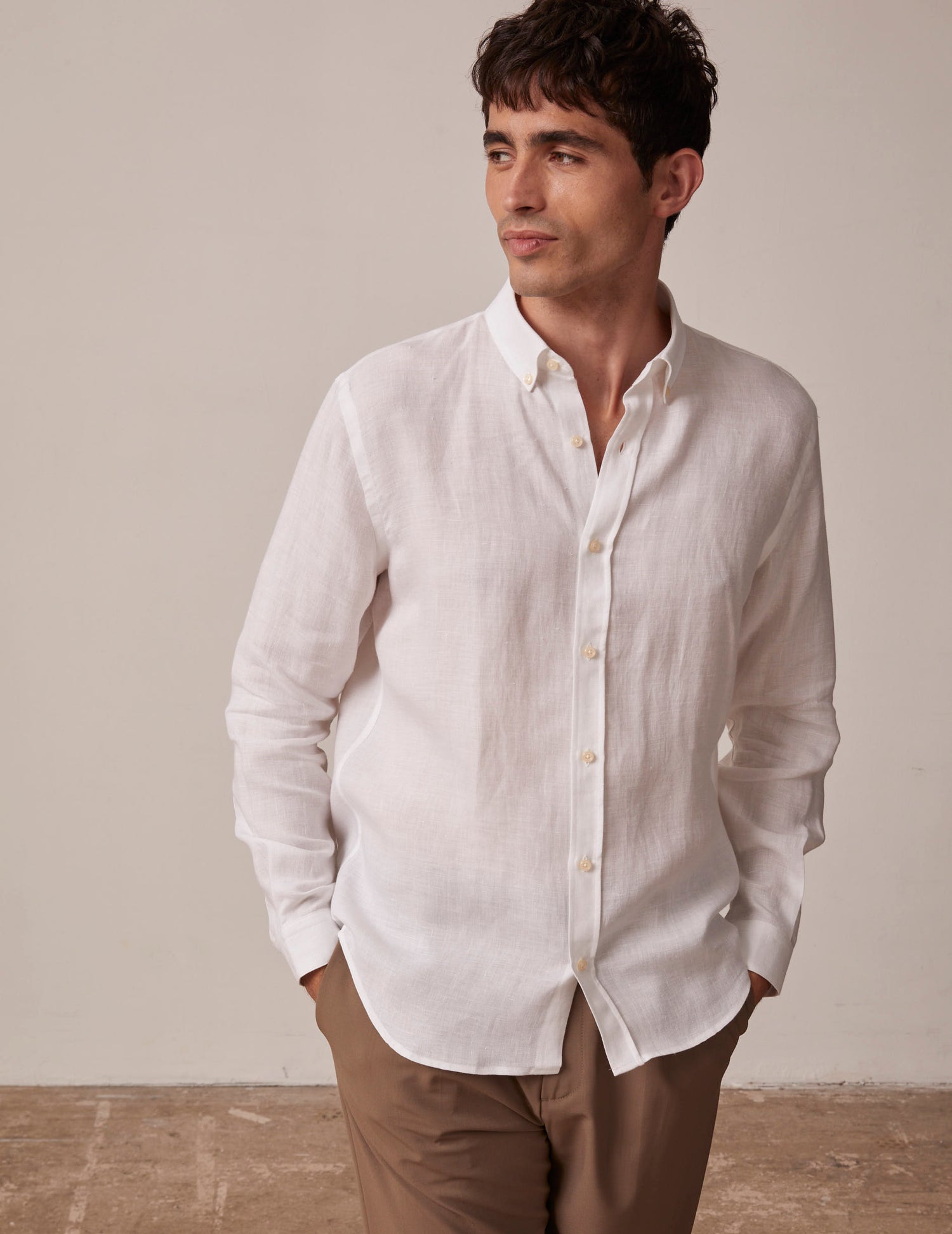 white linen Gaspard shirt - Linen - American Collar